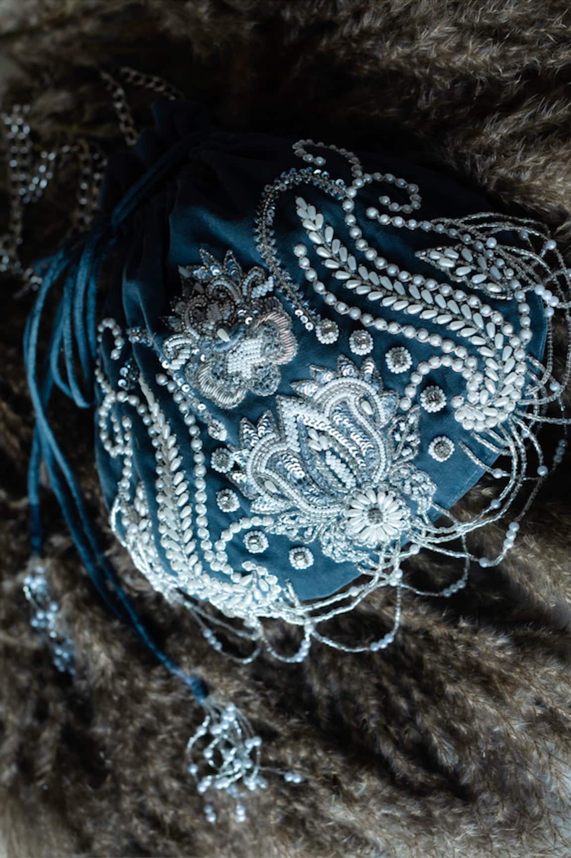 Ornatte Kiara Velvet Embroidered Potli Bag
