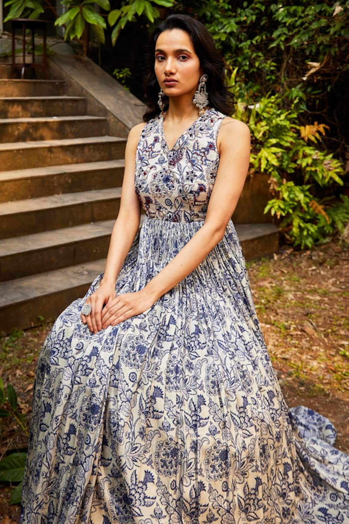 Label Anushree Kalamkari Printed Silk Maxi Dress