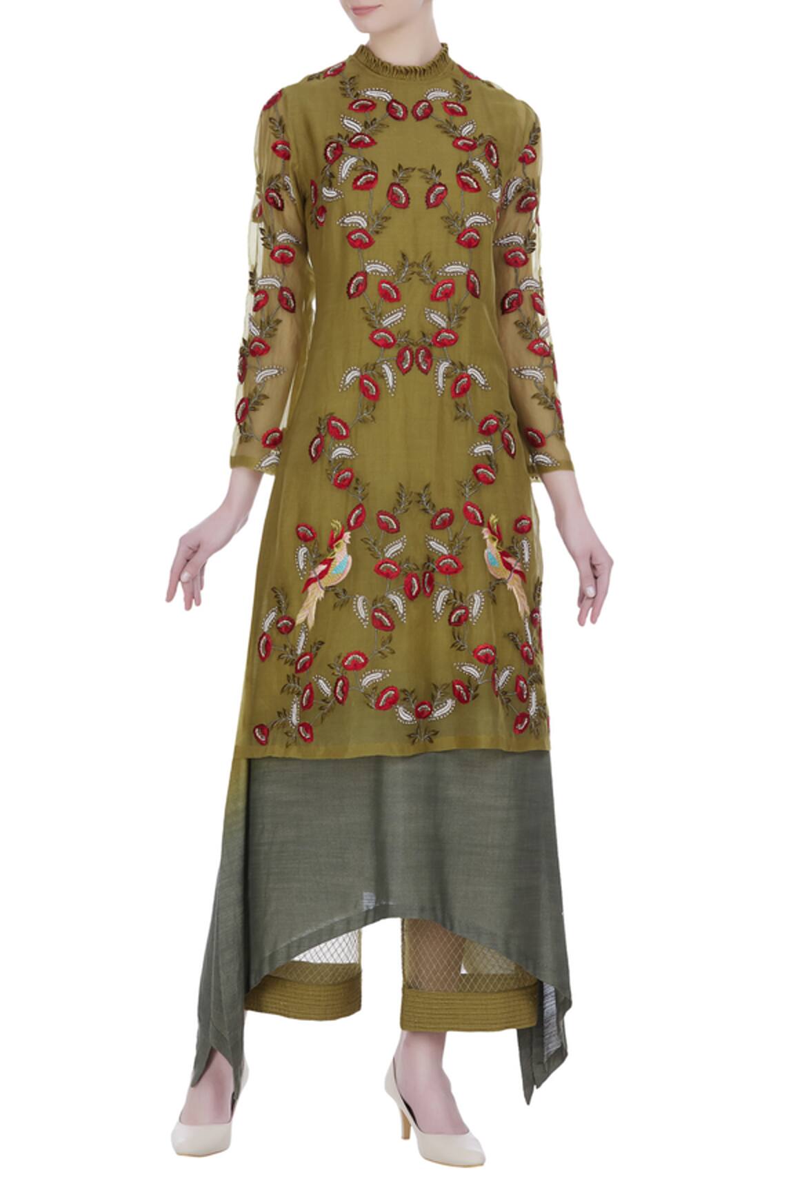 Incheetape Embroidered kurta with palazzo pants