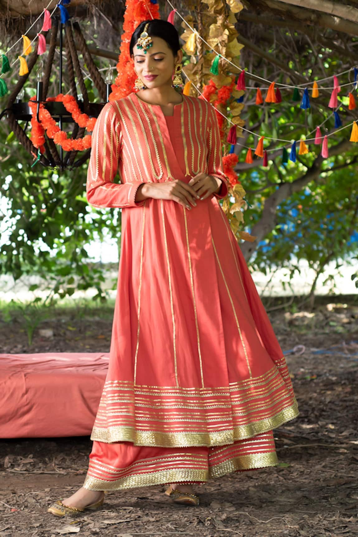 Tanu Malhotra Embroidered Anarkali & Farshi Pyjama Set