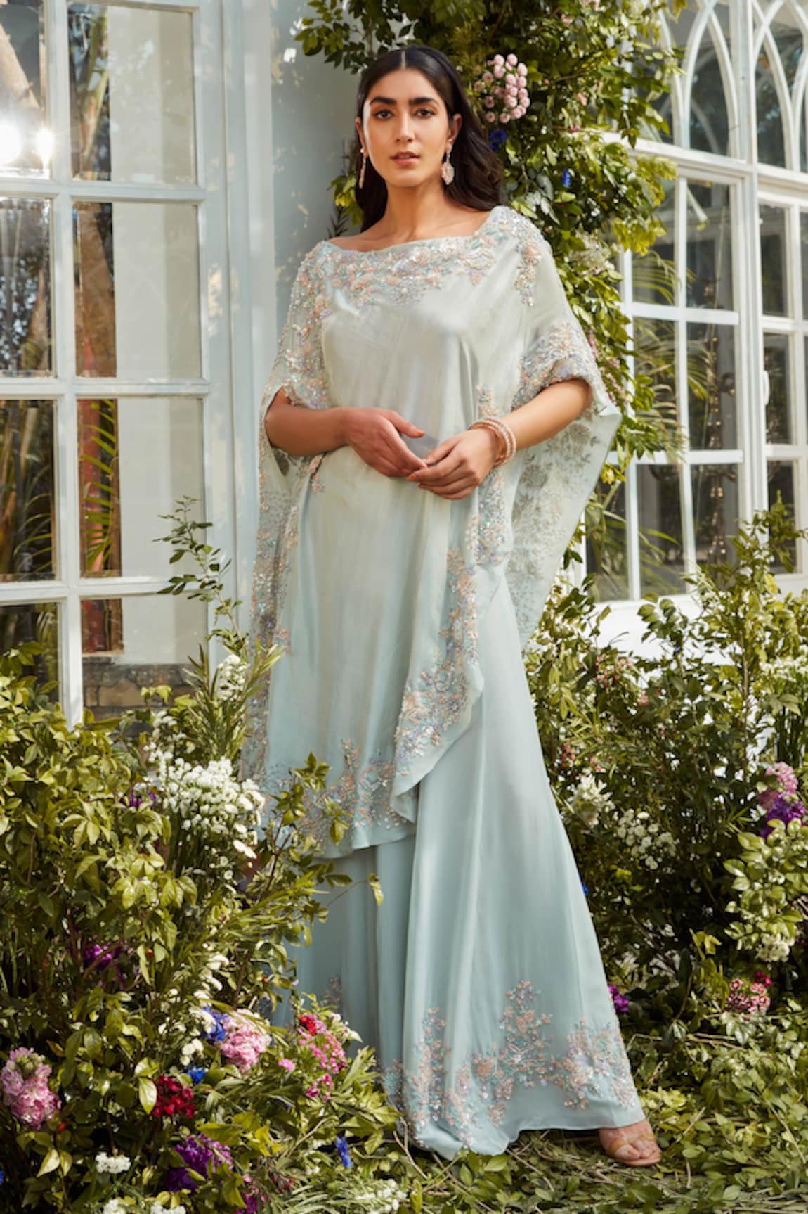 Rococo Ishana Embroidered Cape & Sharara Set