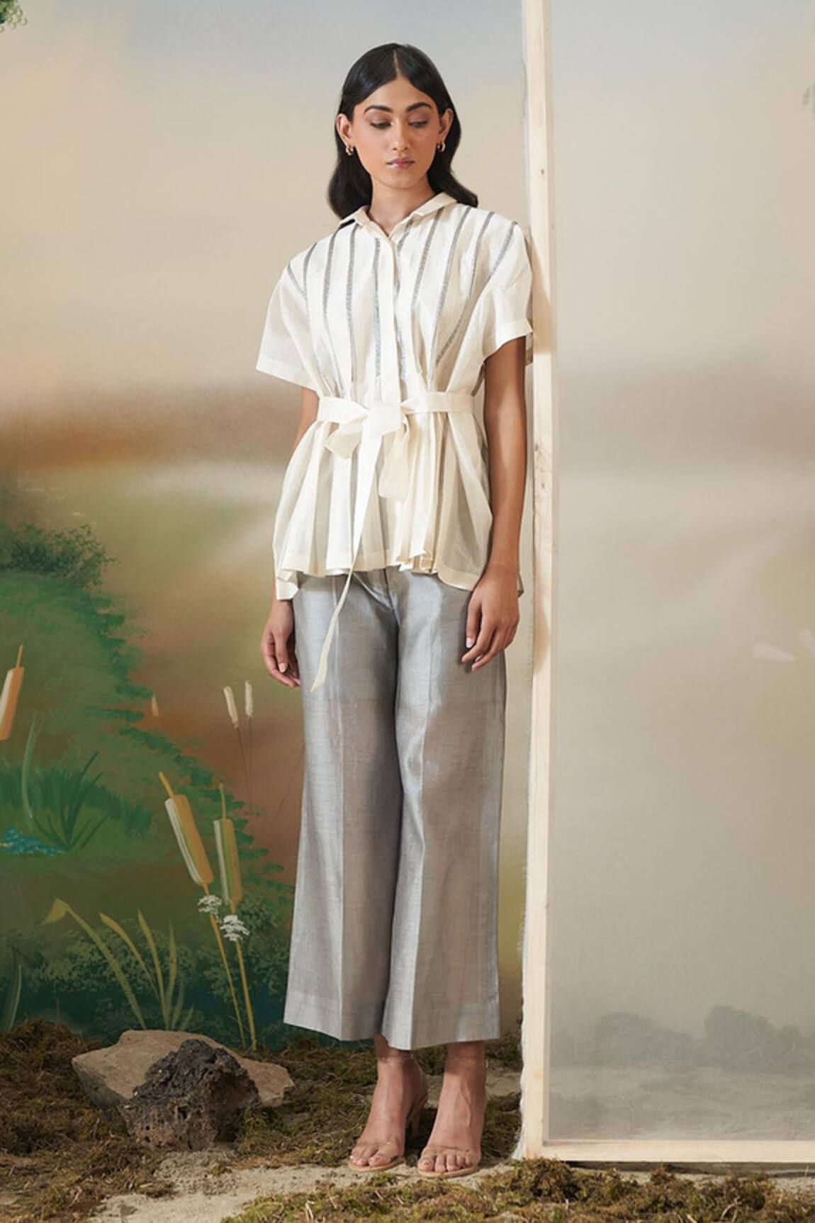 Febo6 Chanderi Straight Trouser