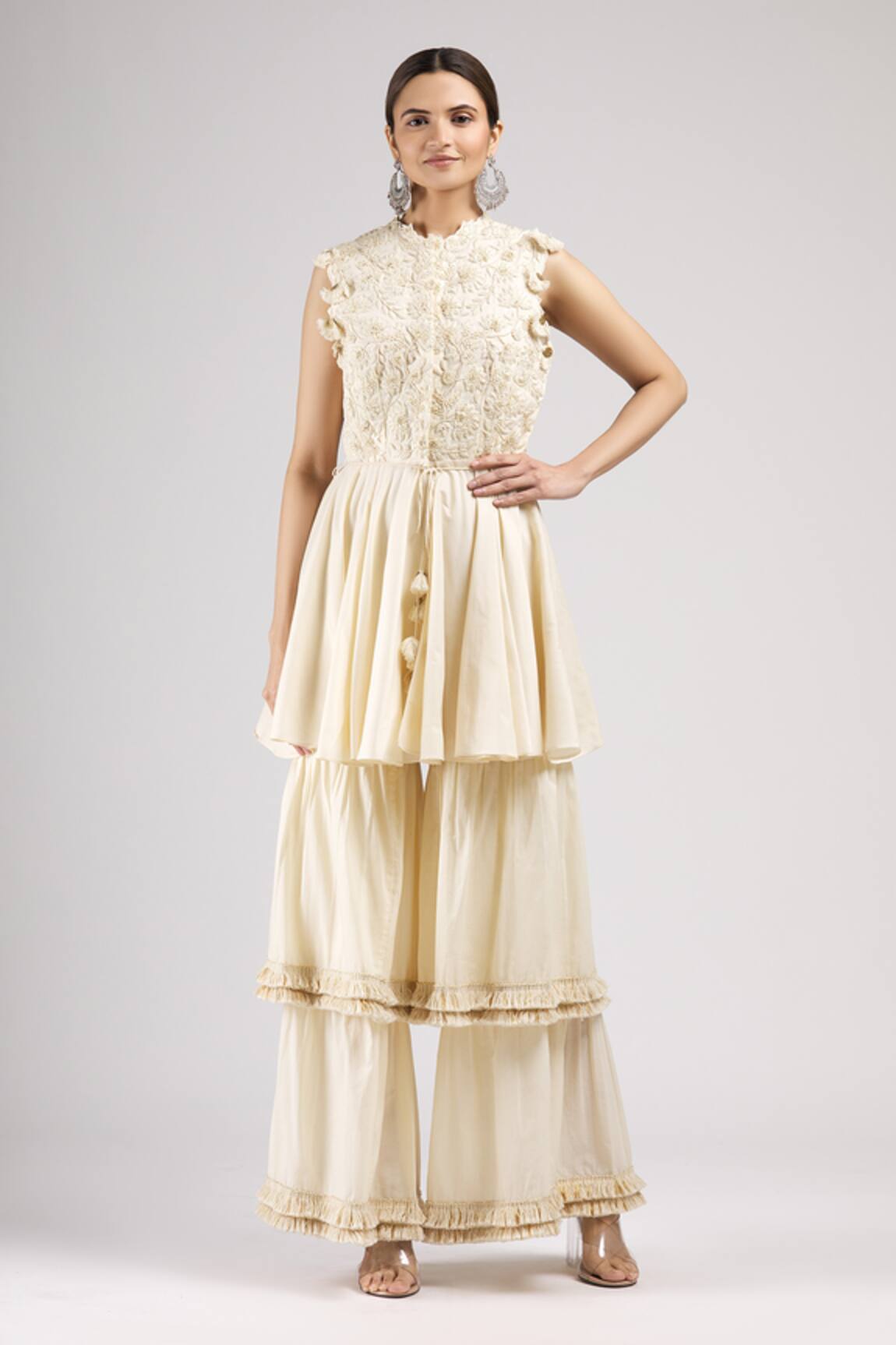 J By Jannat Embroidered Kurta & Sharara Set