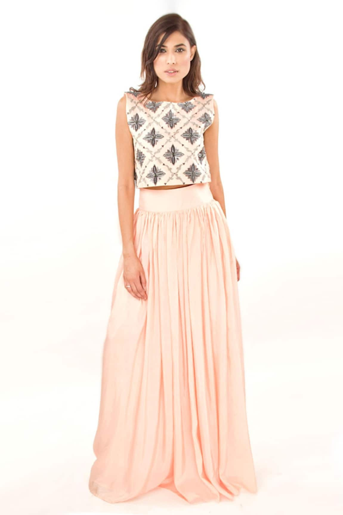 Jasmine Bains Silk Crop Top & Skirt Set