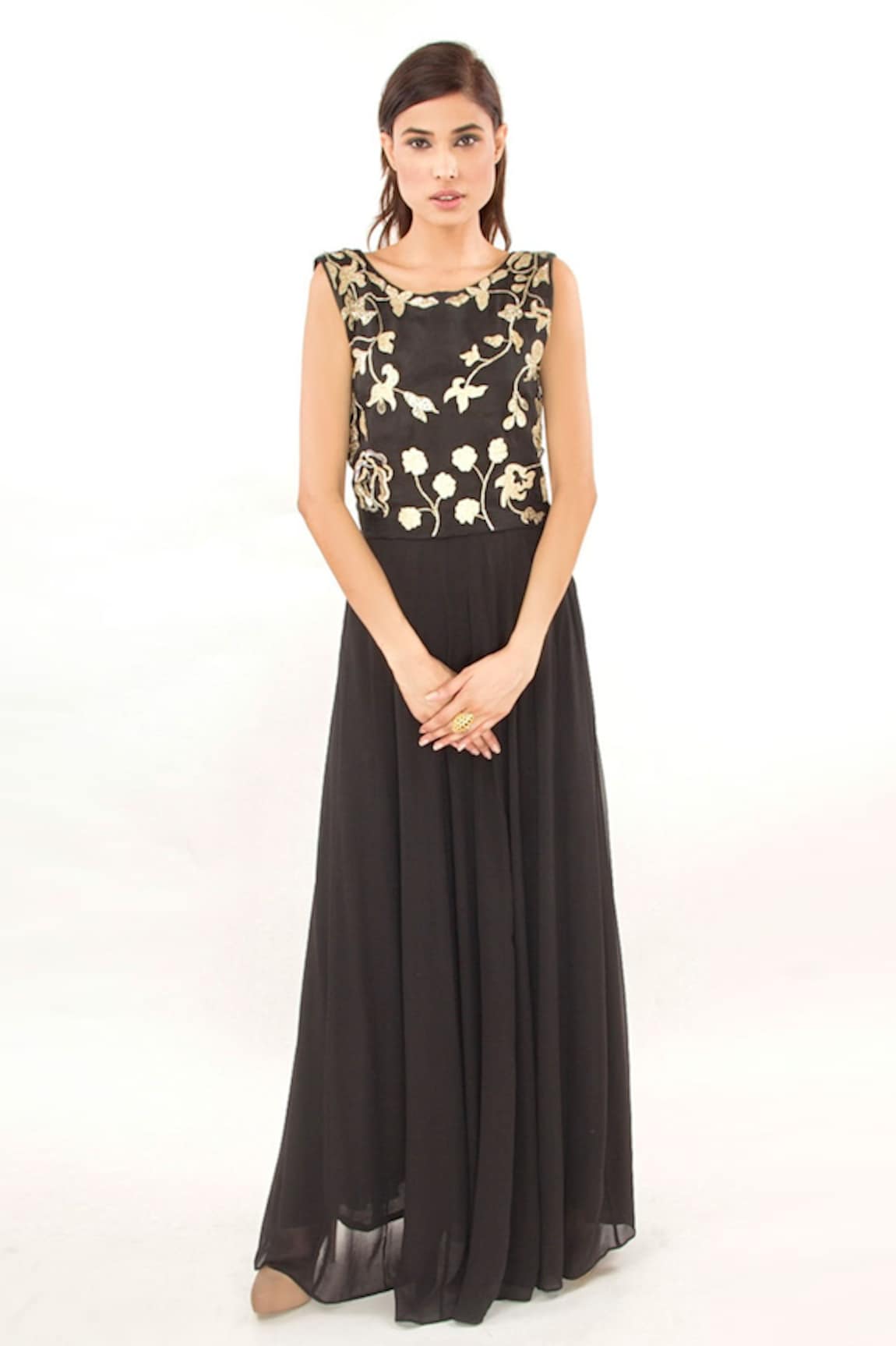 Jasmine Bains Floral Embroidered Gown