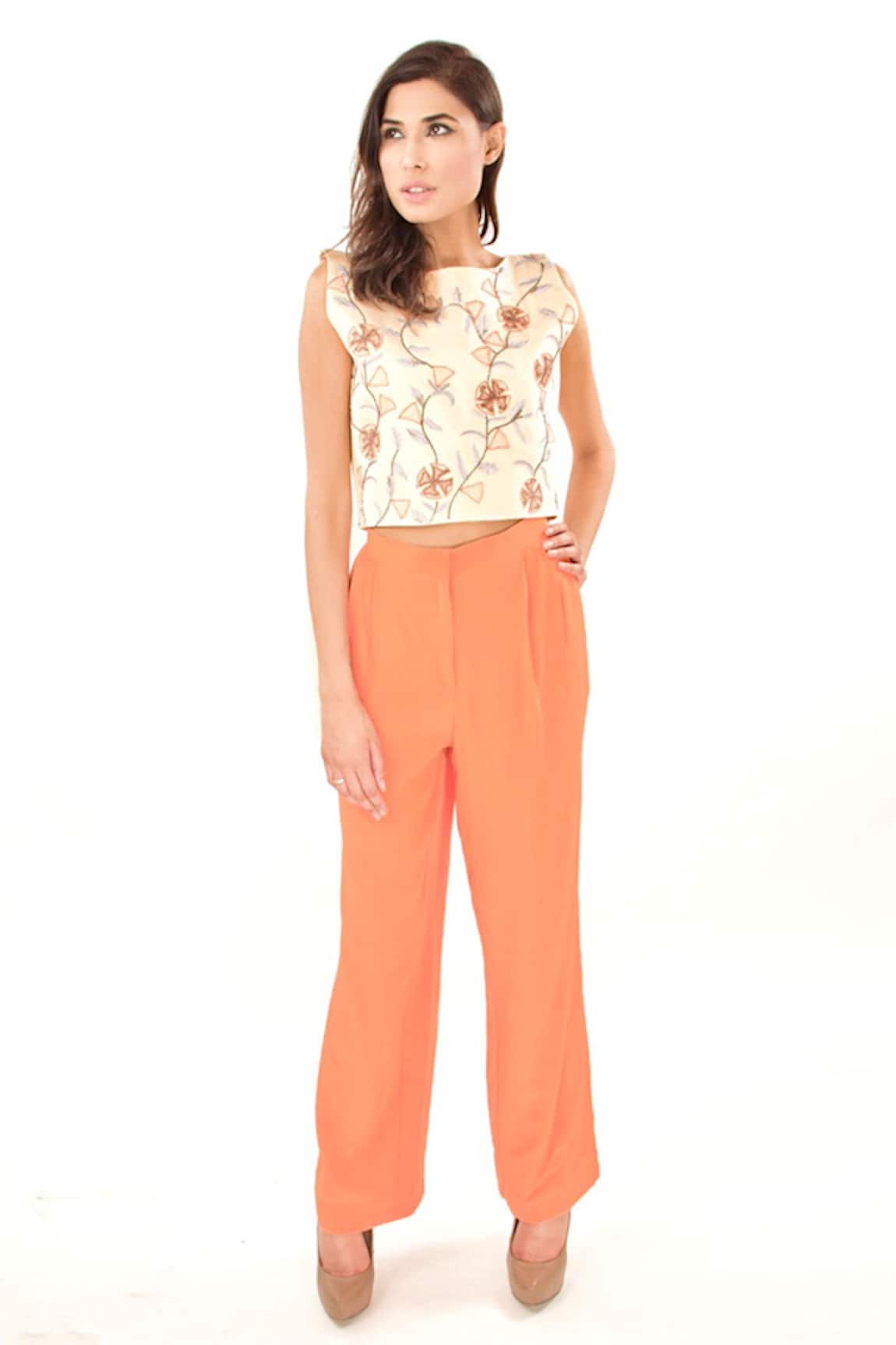 Jasmine Bains Embroidered Crop Top & Trouser Set