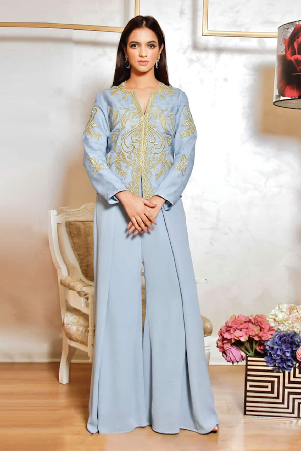 Jasmine Bains Embroidered Jacket & Palazzo Set