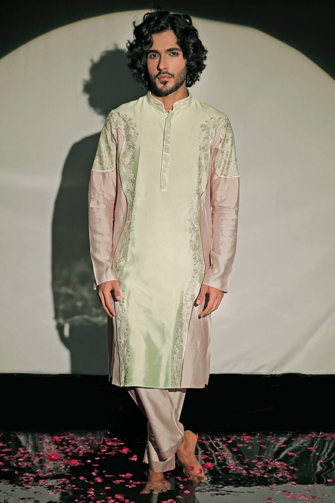 Jubinav Chadha Colorblock Embroidered Kurta Set 