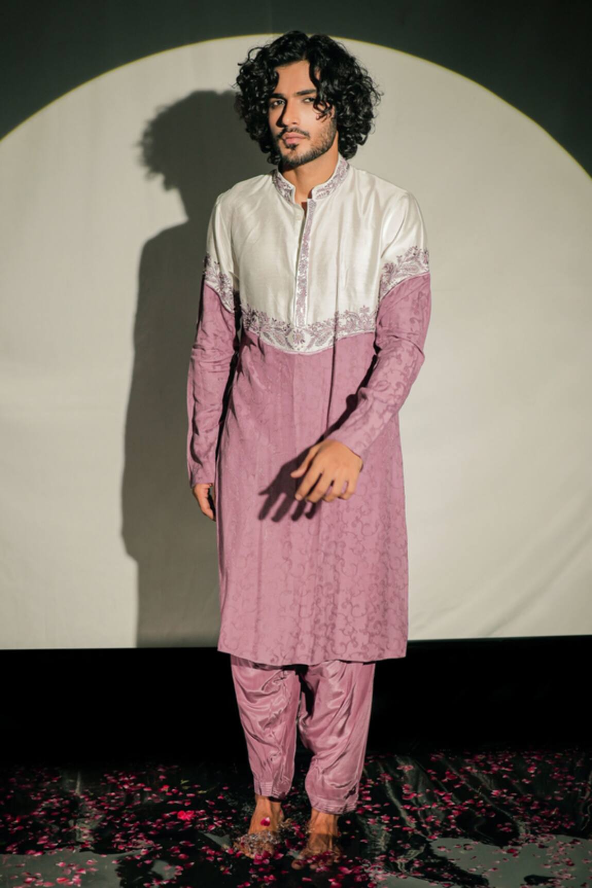 Jubinav Chadha Colorblock Embroidered Kurta Set 