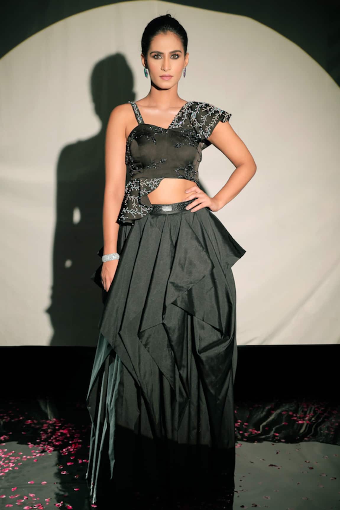 Jubinav Chadha Embellished Draped Skirt 
