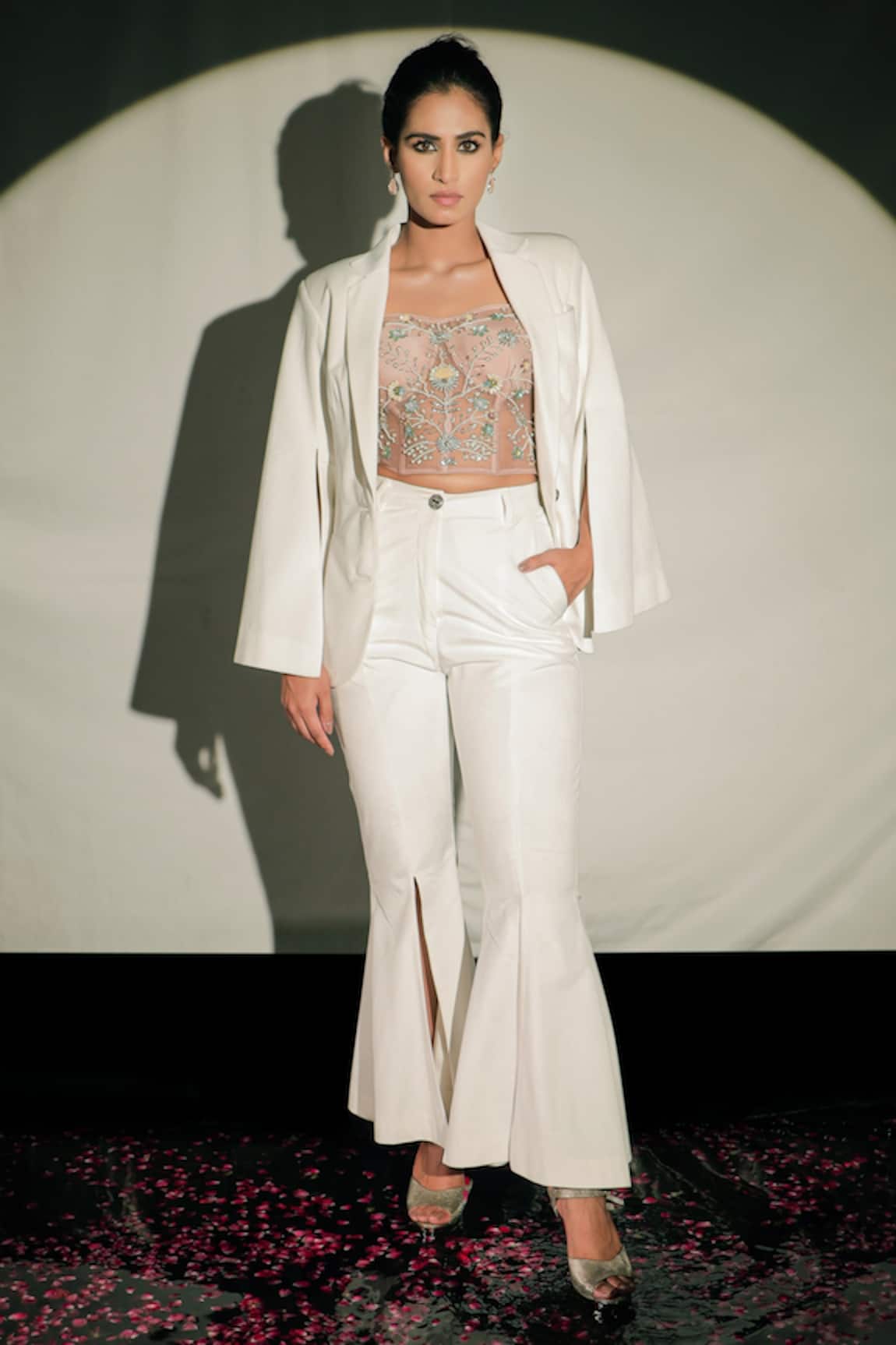 Jubinav Chadha Split Sleeve Blazer & Pant Set 