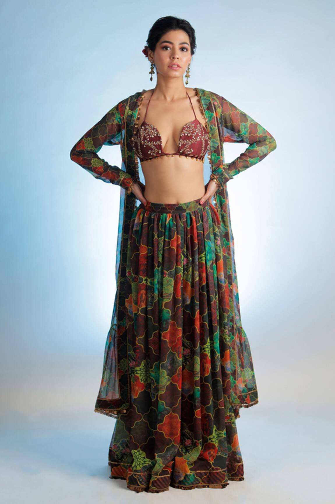 Jubinav Chadha Raasika Pant Set With Cape