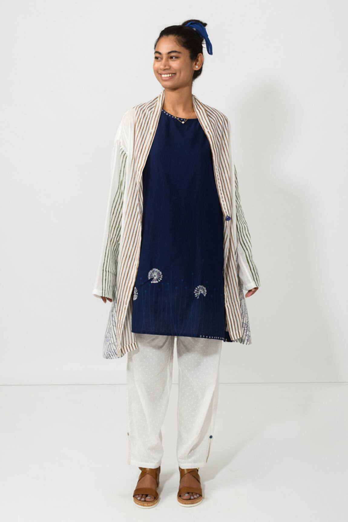 JAYATI GOENKA Cotton Striped Jacket Kurta Set