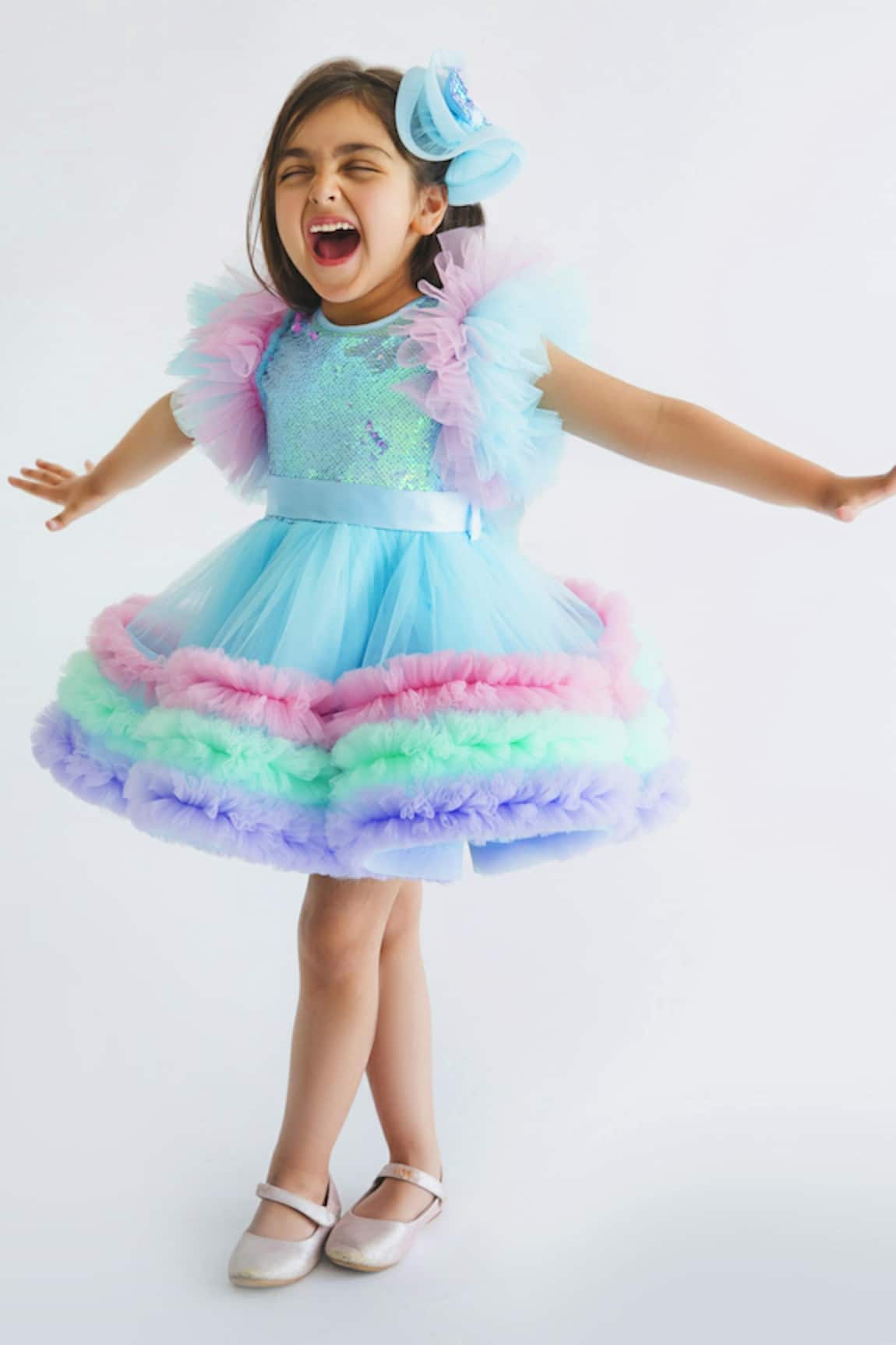 Miakki Tiered Ruffle Bow Dress