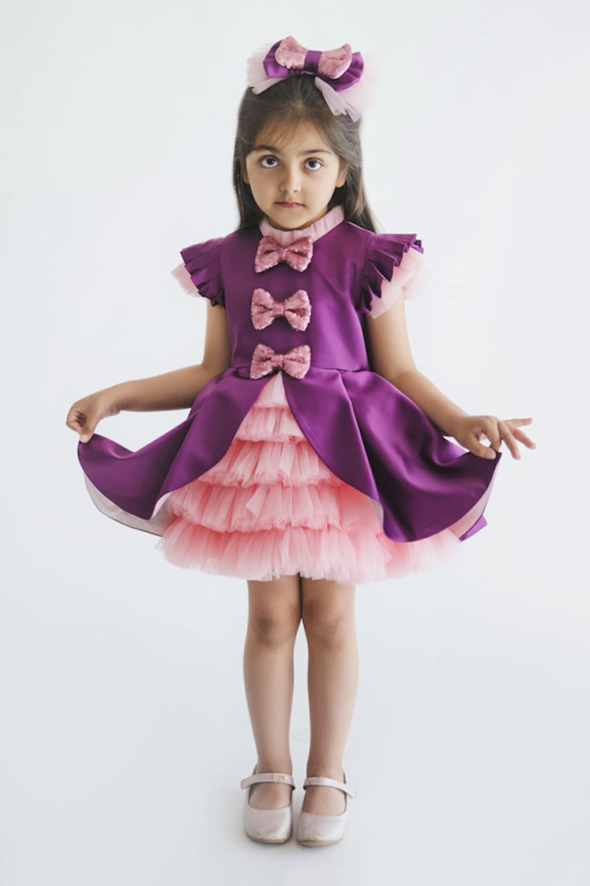 Miakki Tiered Ruffle Bow Dress