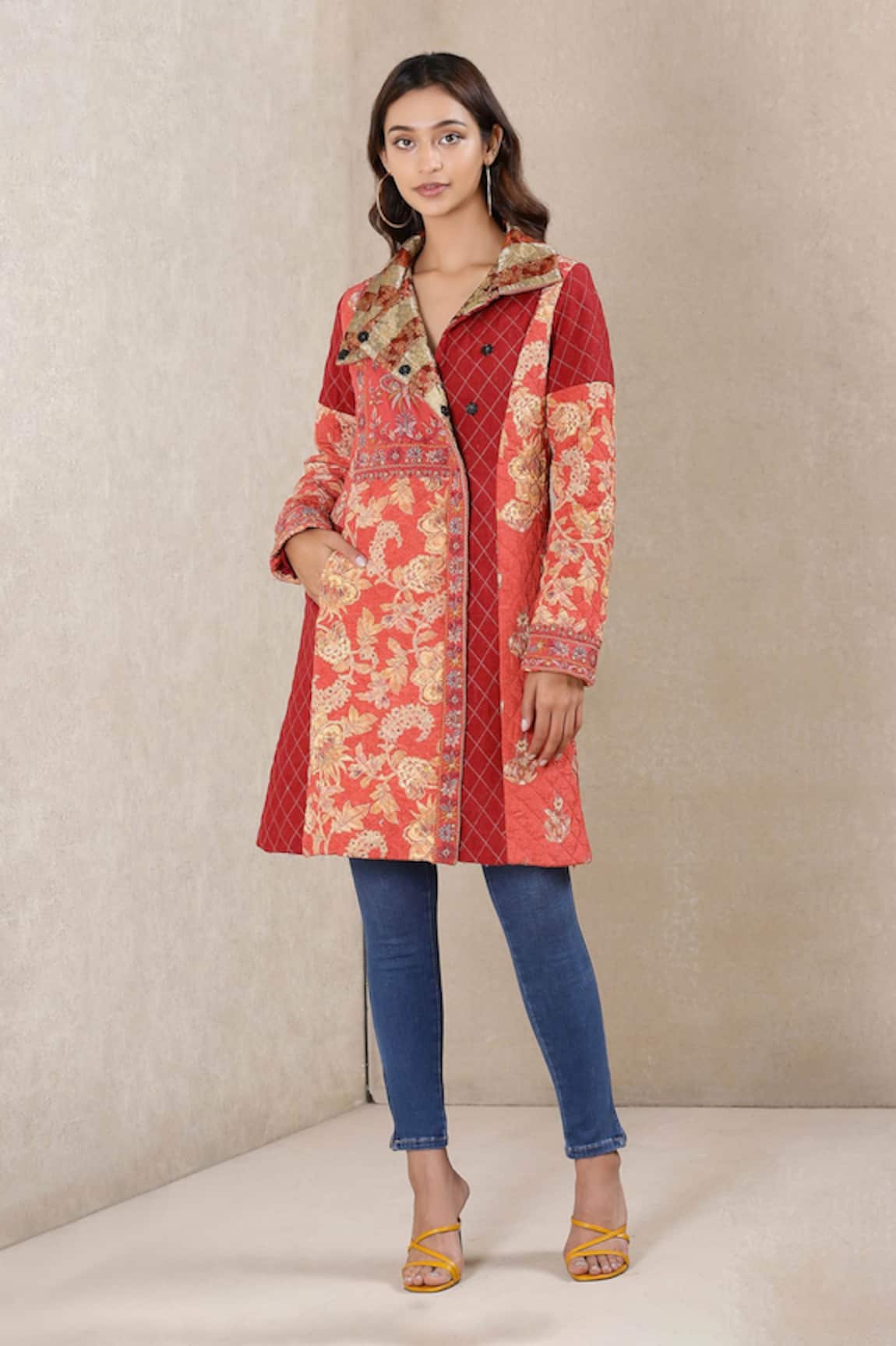 Ritu Kumar Floral Print Quilted Jacket