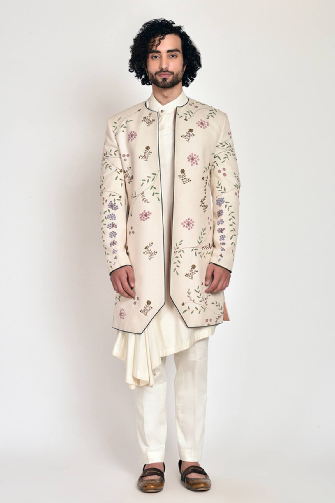 Jatin Malik Hand-Painted Jacket & Kurta Set