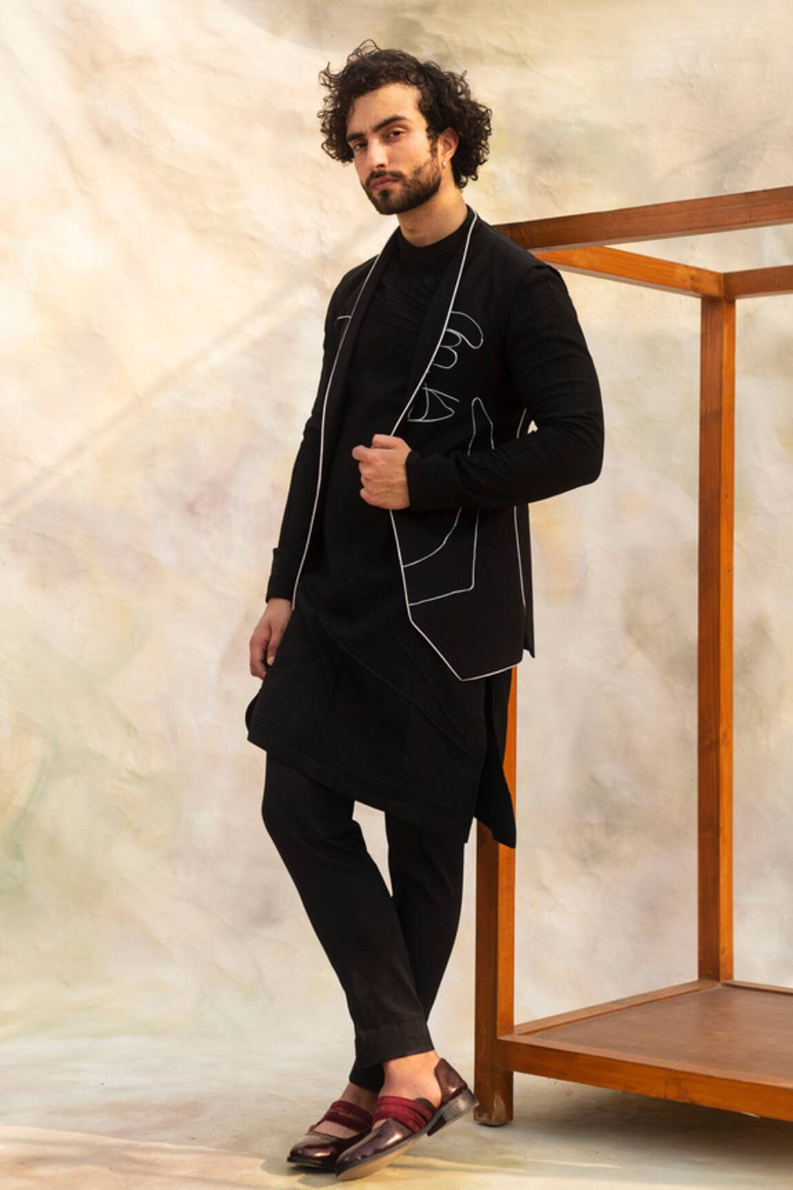 Jatin Malik Hand-Painted Bundi & Kurta Set