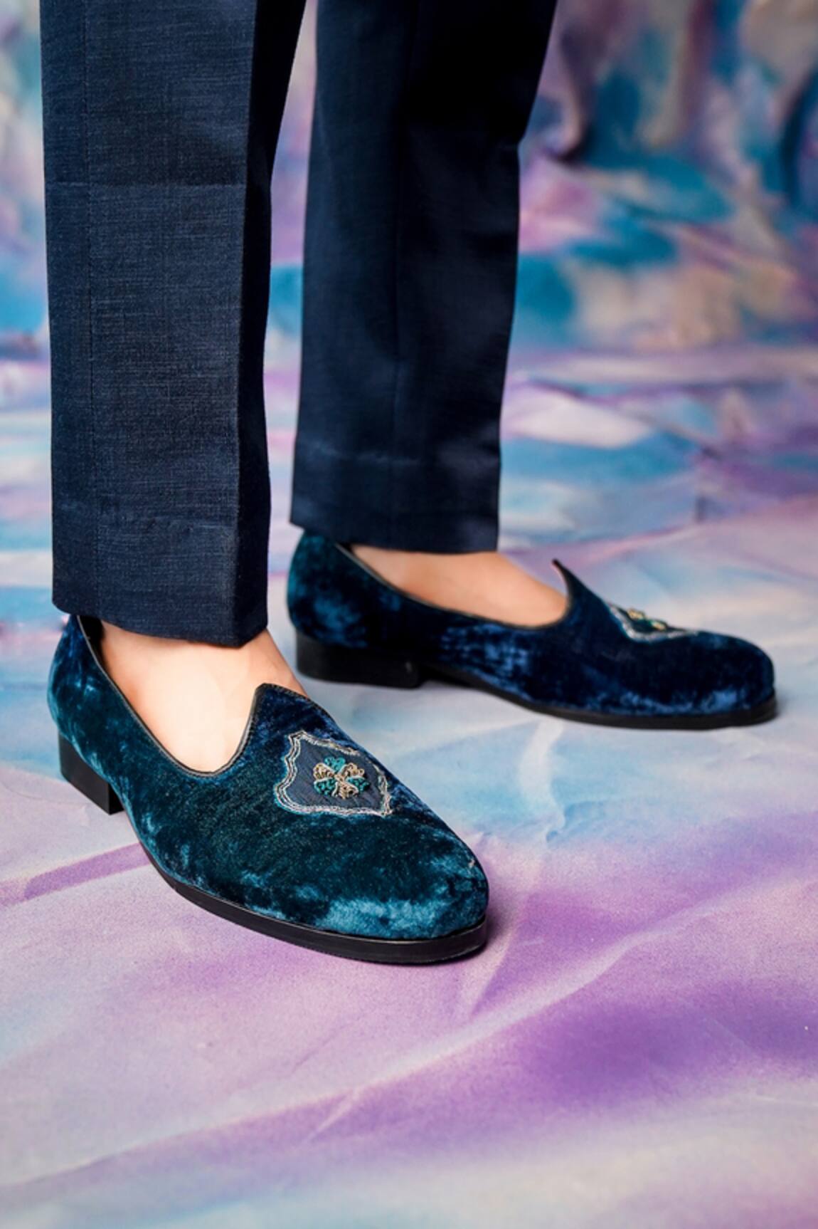 Jatin Malik Velvet Hand Embroidered Juttis 