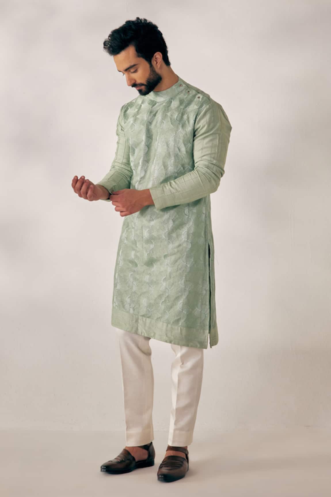 Jatin Malik Textured Embroidered Kurta Set 