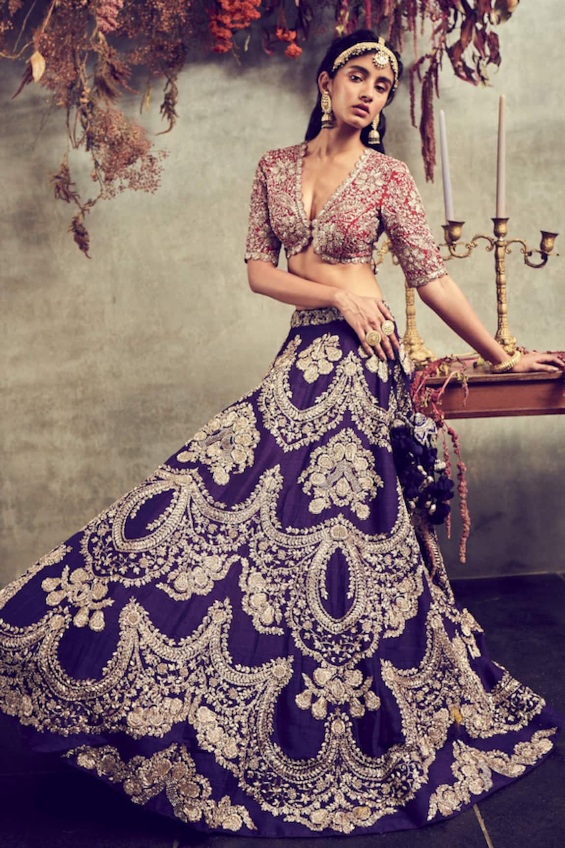 JAYANTI REDDY Silk Embroidered Lehenga Set 