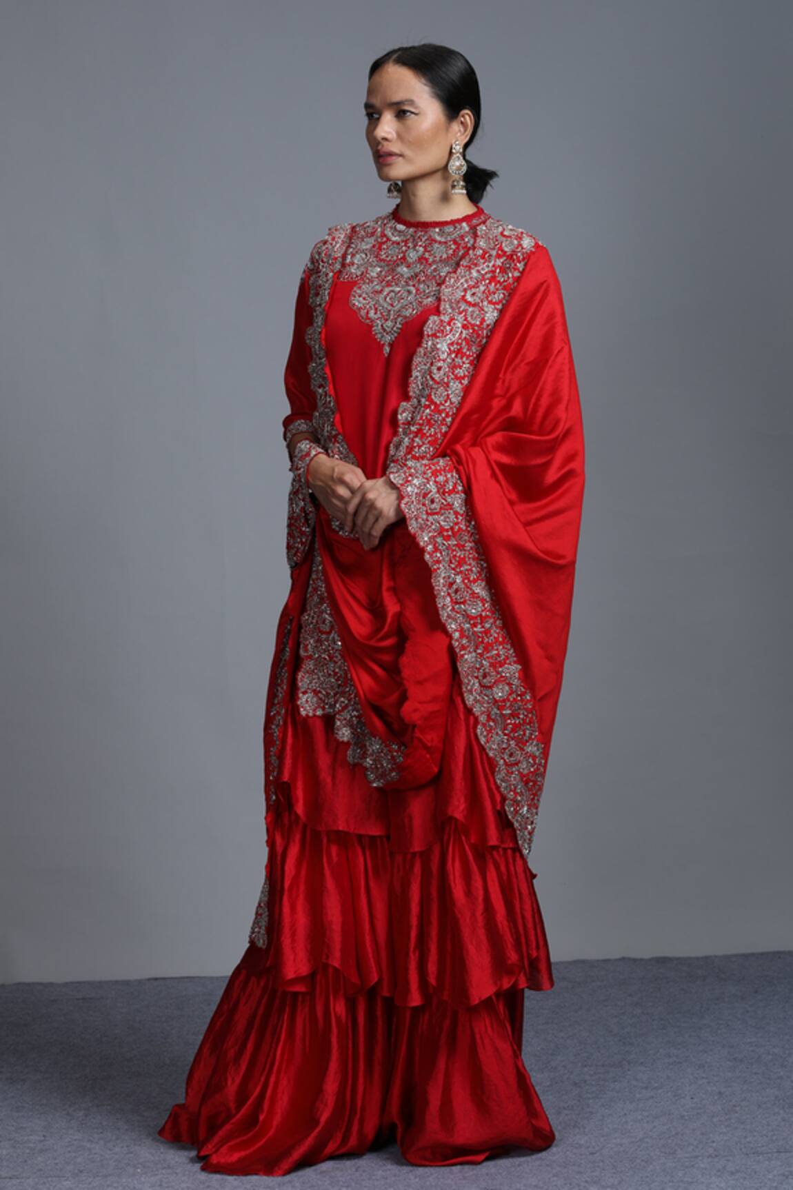 Jayanti Reddy Silk Kurta Sharara Set 