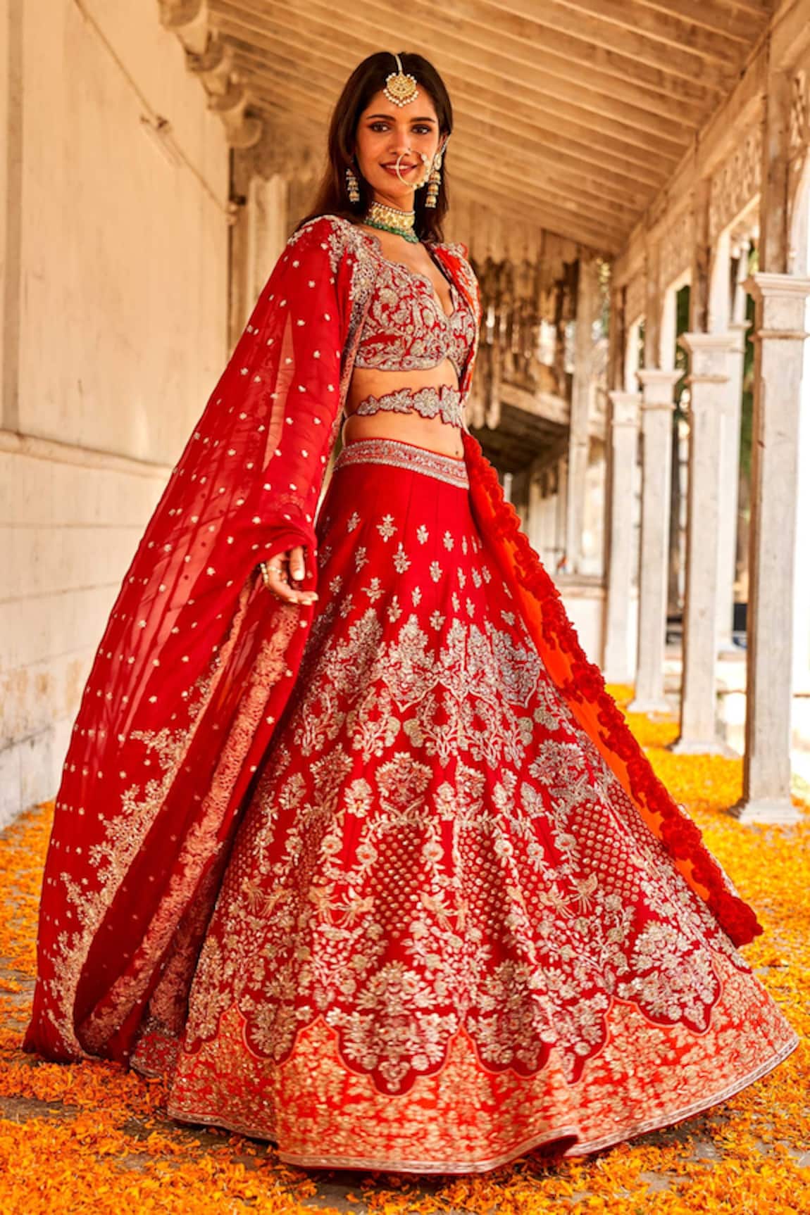 Jayanti Reddy Humming Bird Embroidered Bridal Lehenga Set 