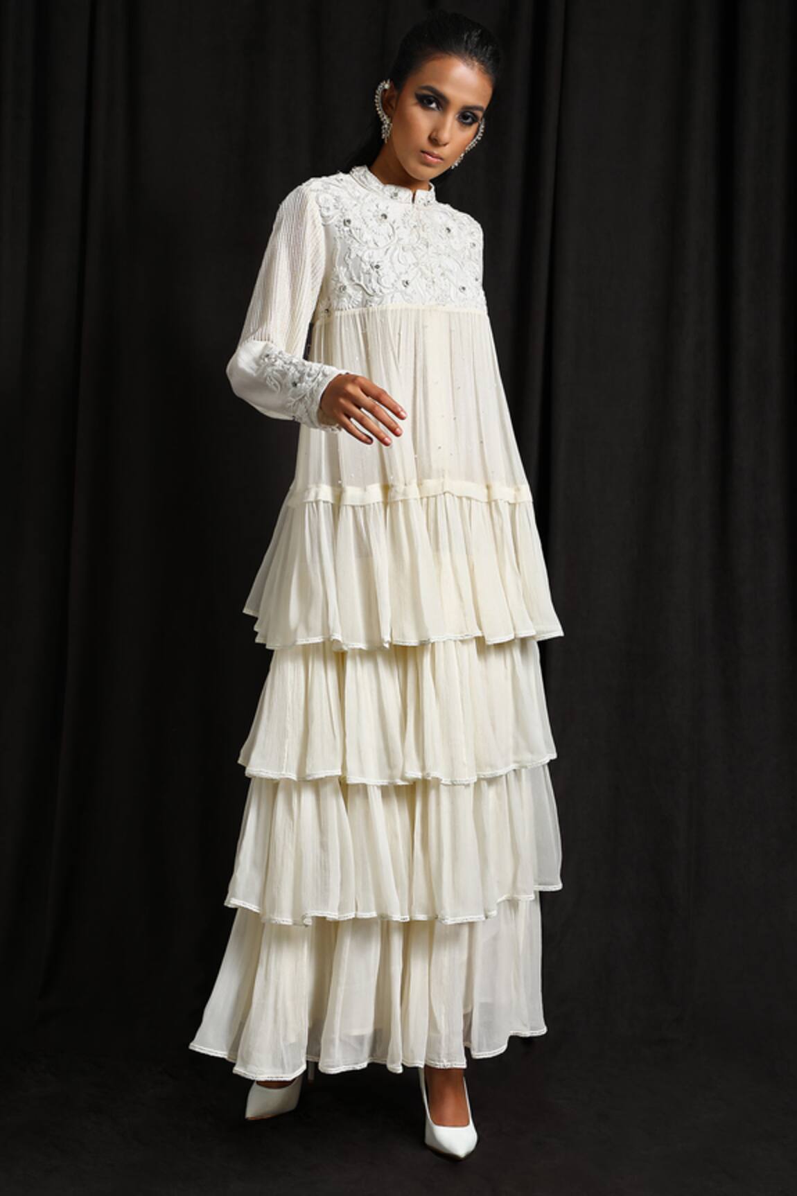 Jyoti Sachdev Iyer Embroidered Layered Dress