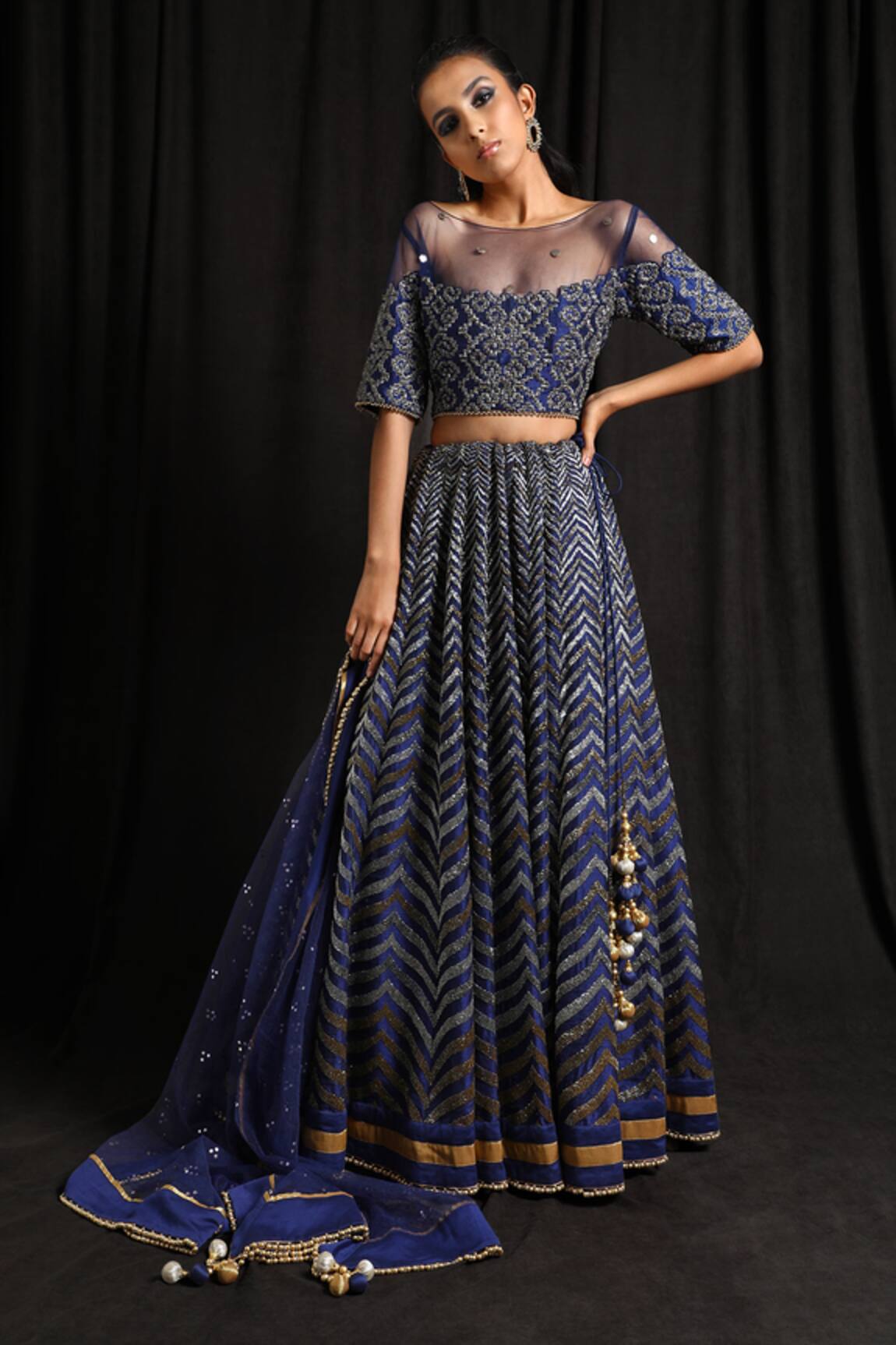 Jyoti Sachdev Iyer Chanderi Embroidered Bridal Lehenga Set 