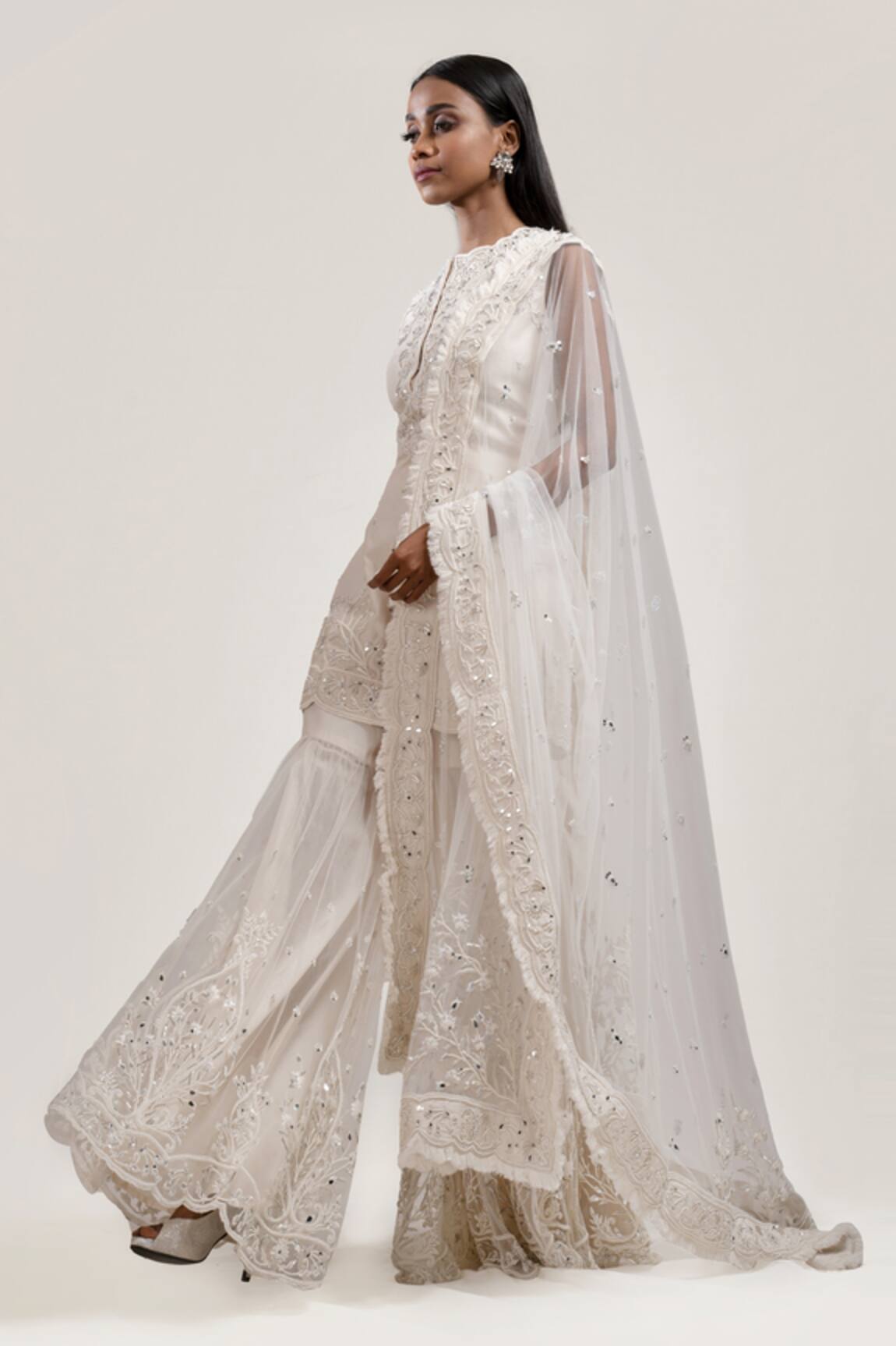 Jyoti Sachdev Iyer Hand Embroidered Chanderi Sharara Set