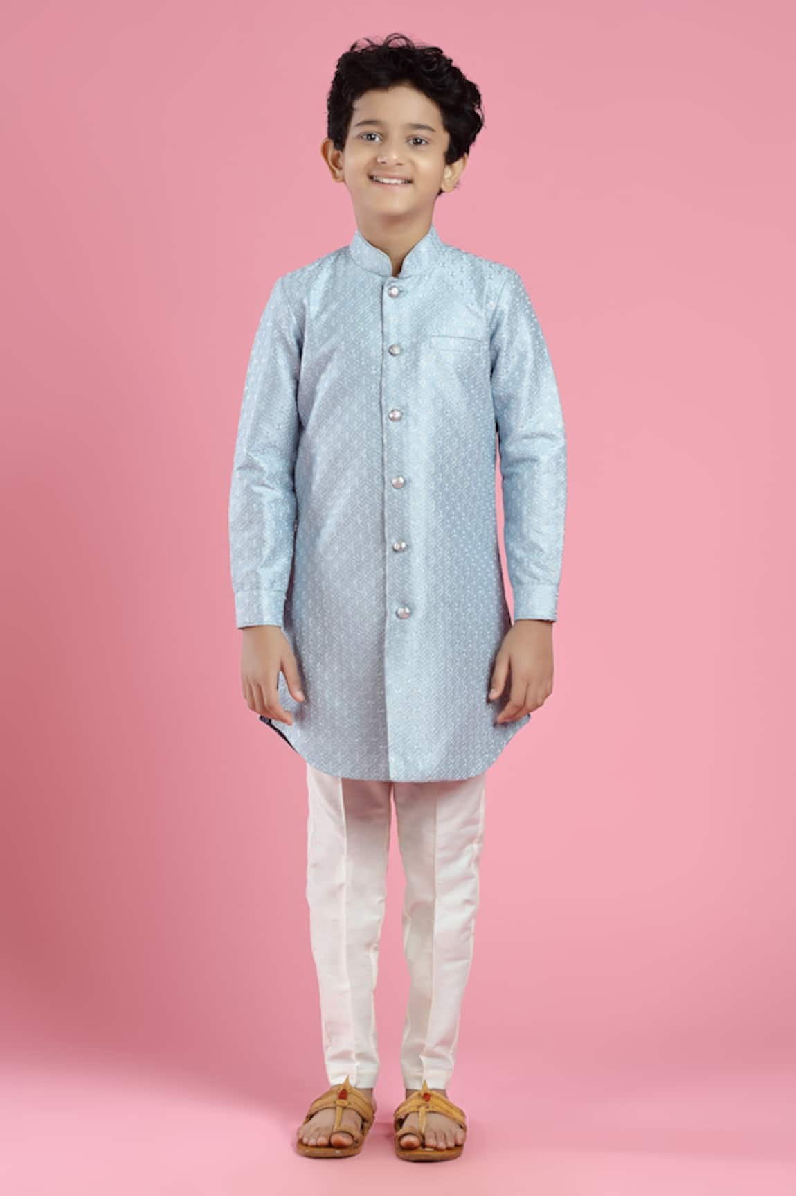 Kora By Nilesh Mitesh Silk Sherwani & Pant Set 