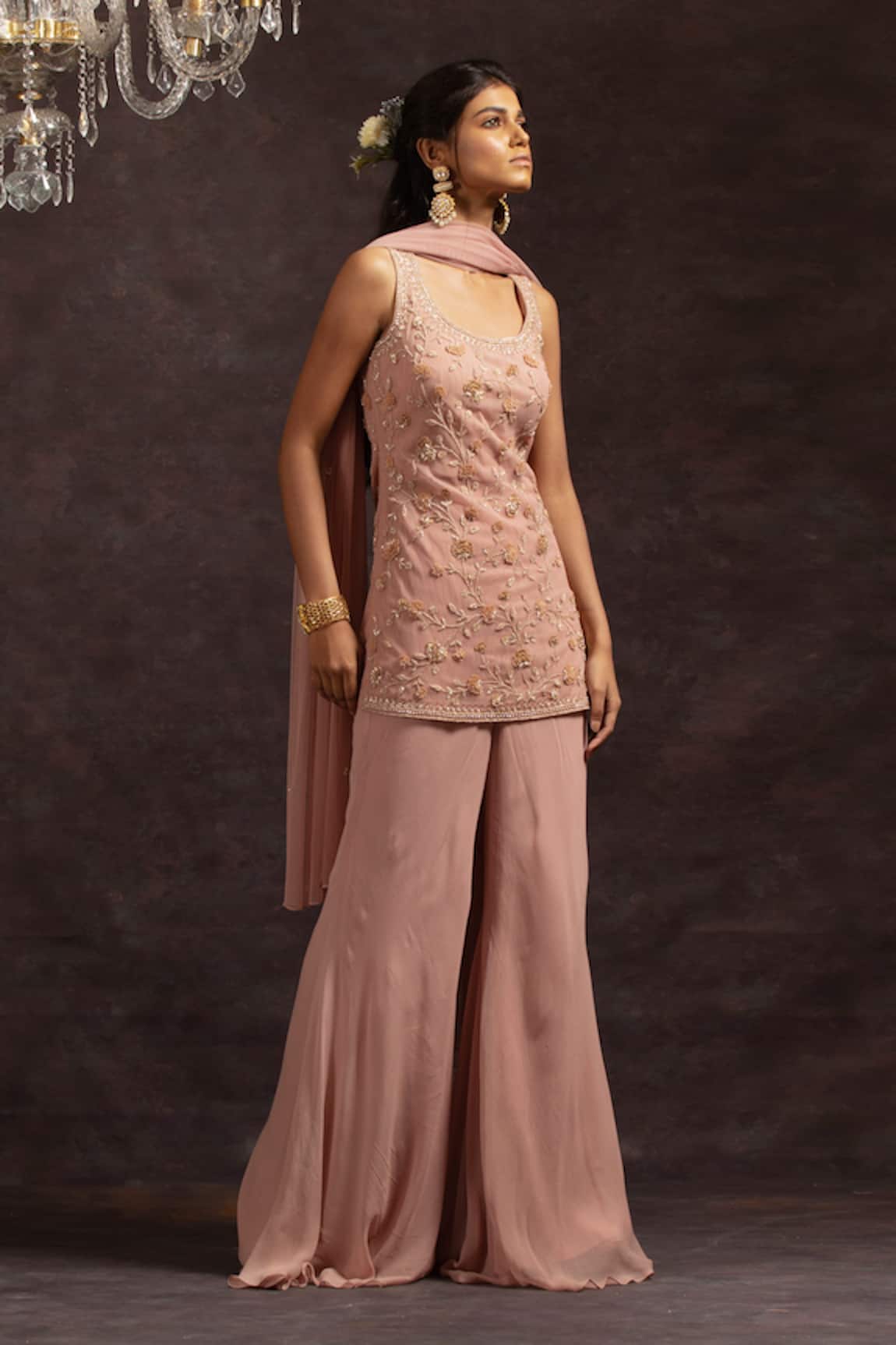 Charu and Vasundhara Embroidered Kurta Palazzo Set 