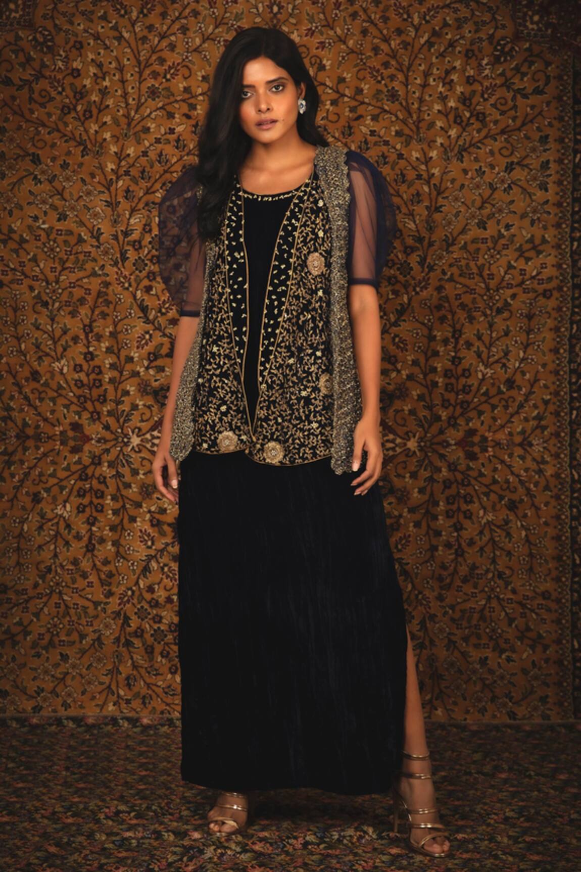 Nikita Vishakha Zeenat Velvet Gown With Jacket