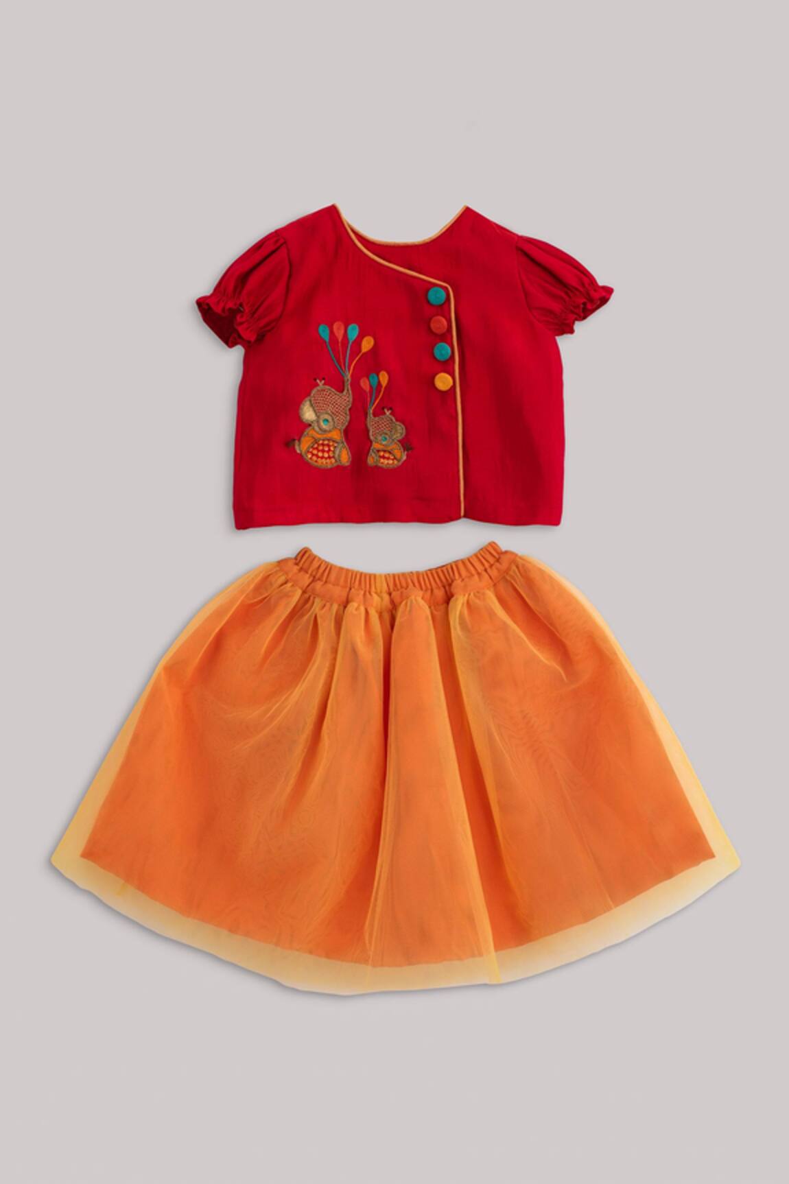 Minikin Cotton Silk Skirt Set