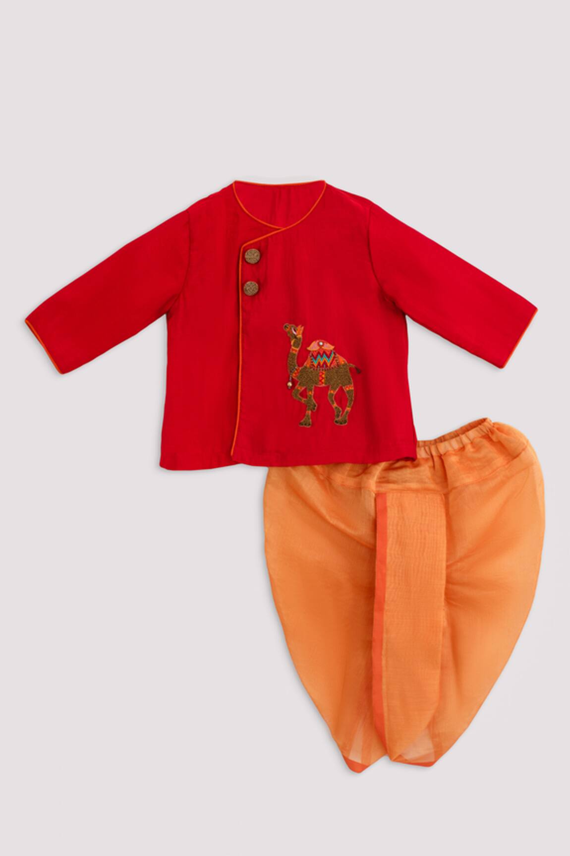 Minikin Embroidered Angrakha & Dhoti Pant Set