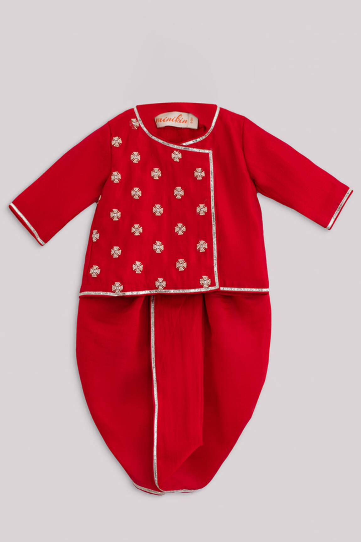 Minikin Embroidered Angrakha & Dhoti Pant Set