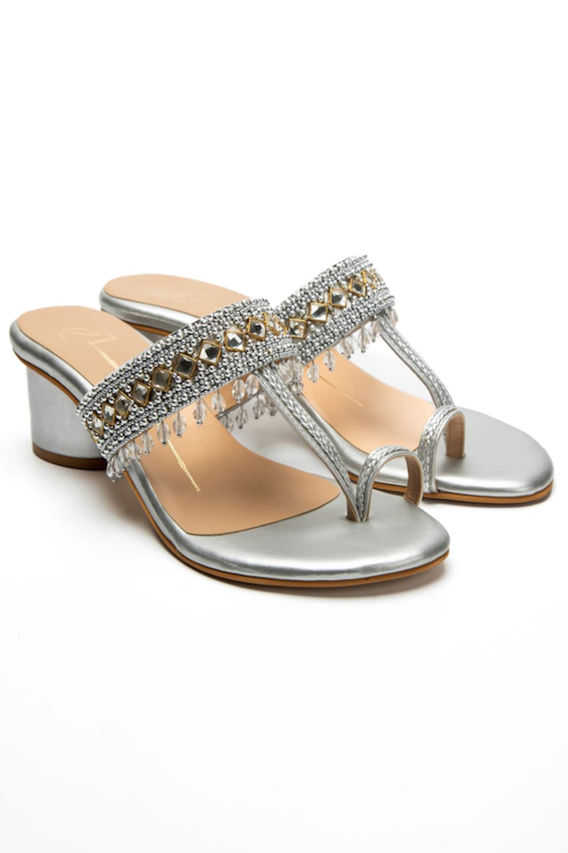 Nidhi Bhandari Silver Beaded Kolhapuri Block Heels