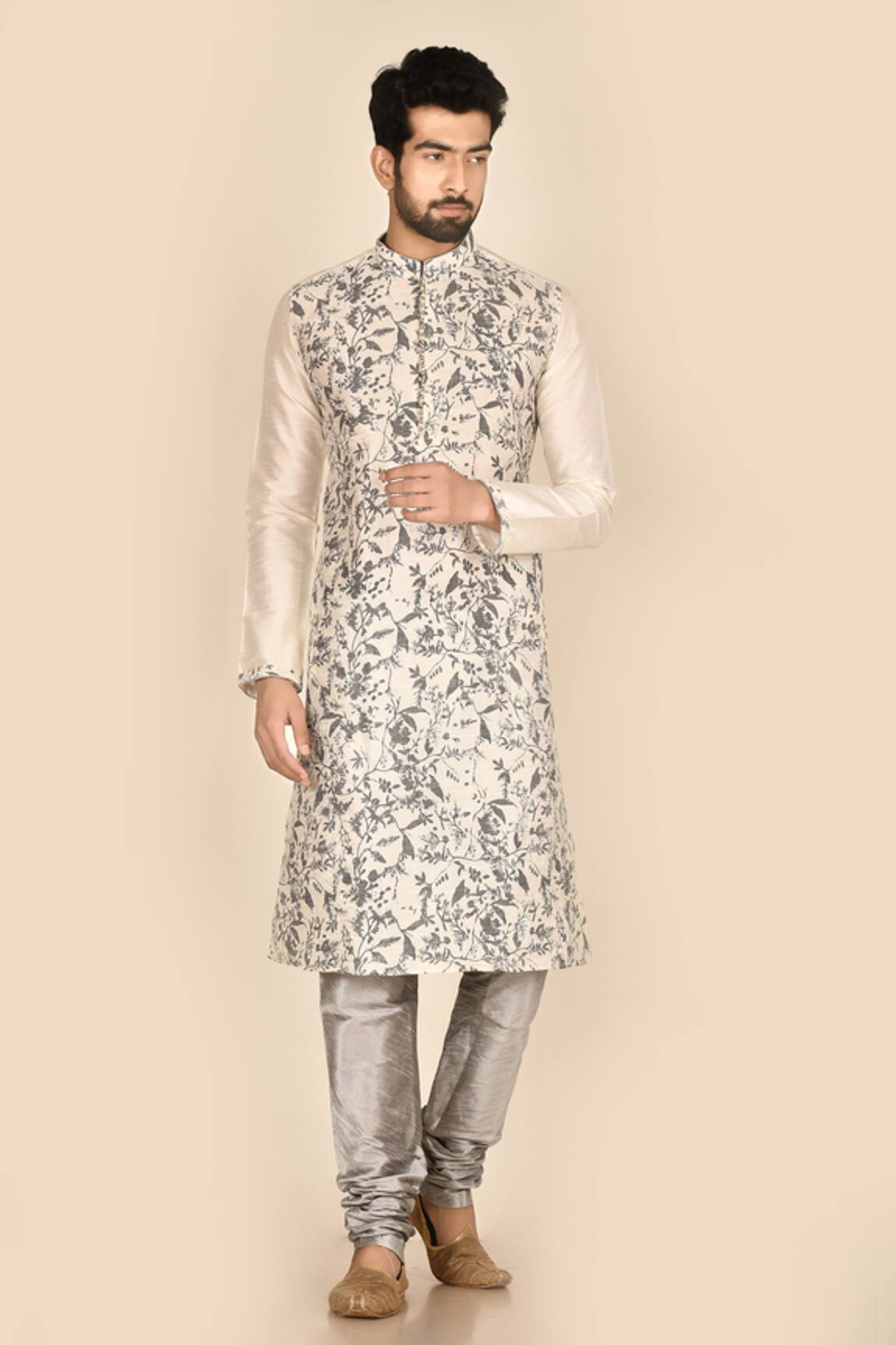 Aryavir Malhotra Silk Printed Kurta Set