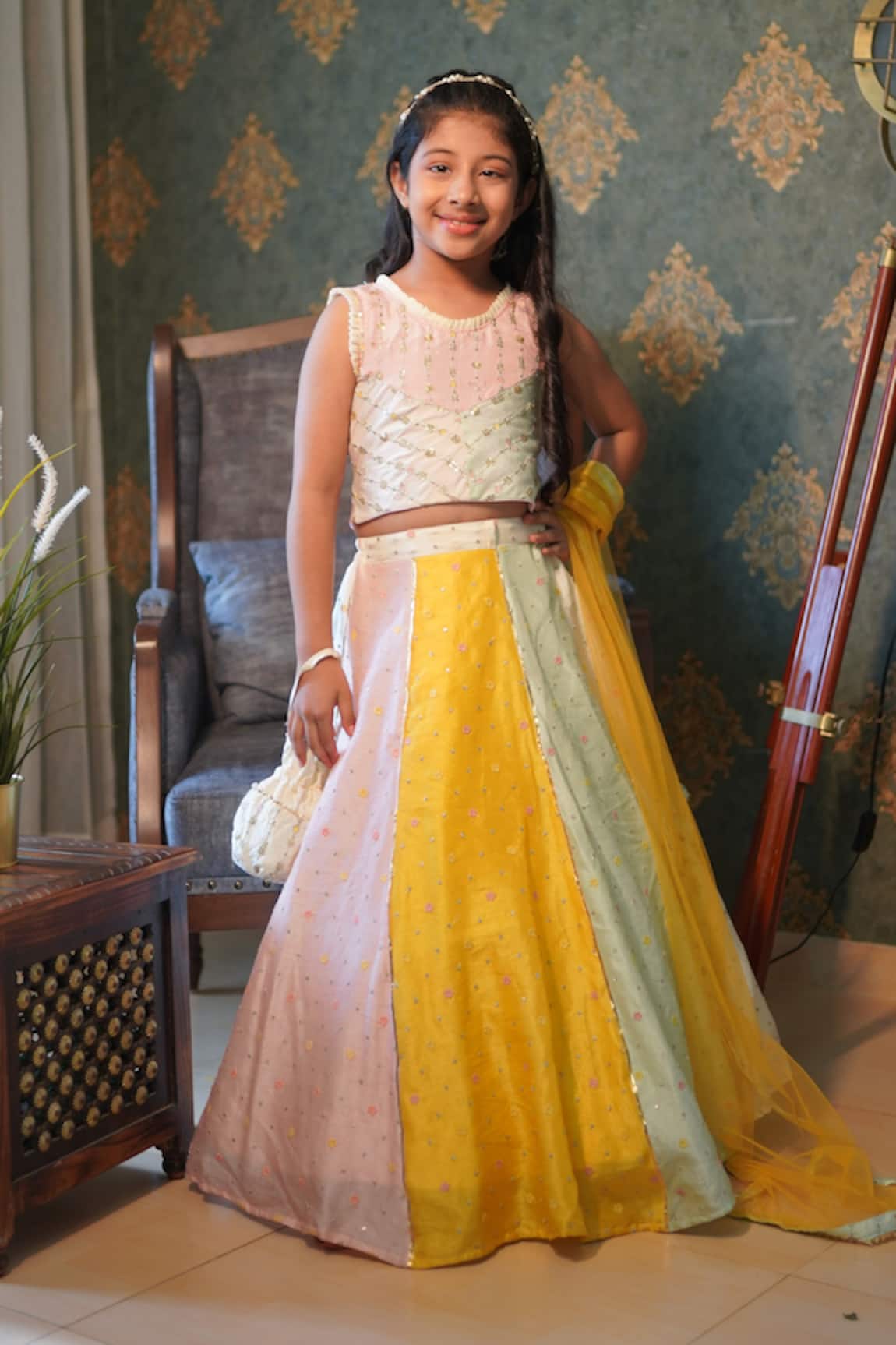 Kirti Agarwal - Pret N Couture Embroidered Silk Lehenga Crop Top Set 