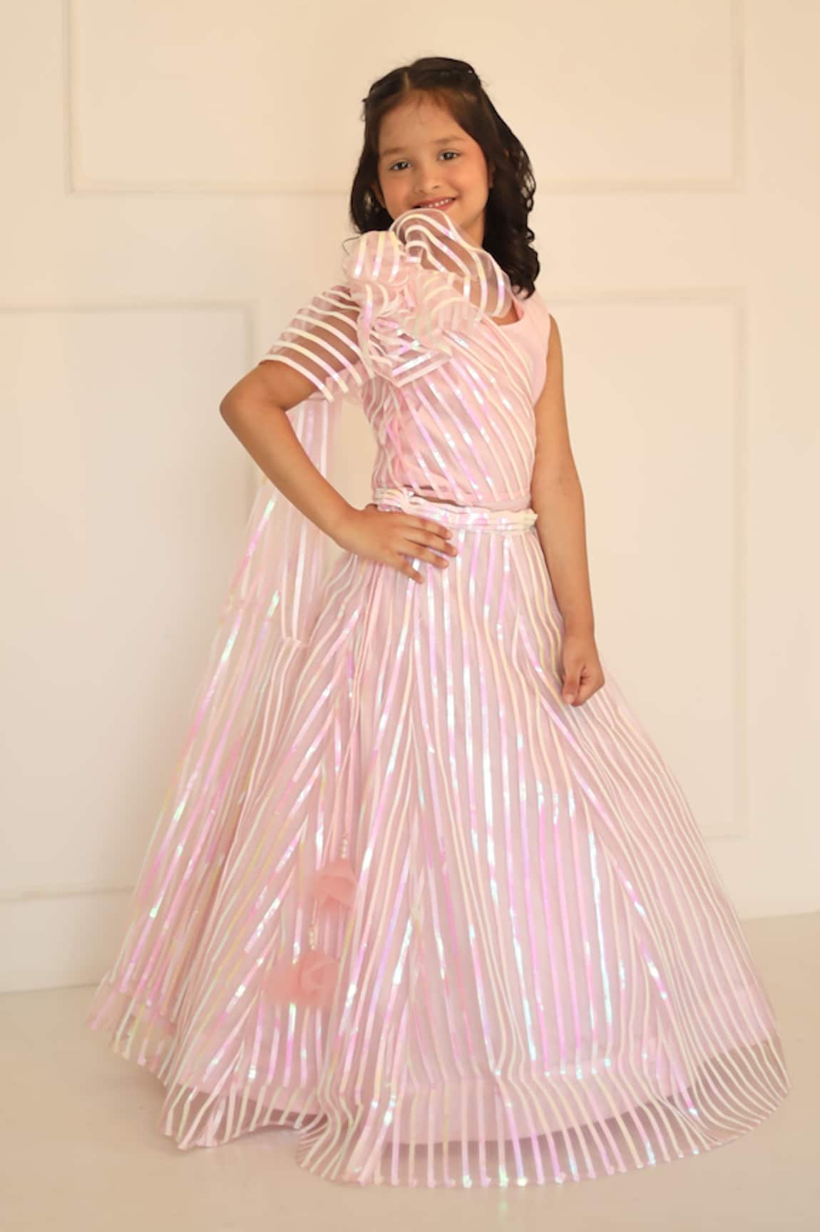 Kirti Agarwal - Pret N Couture Floral Applique Top With Ghaghra 