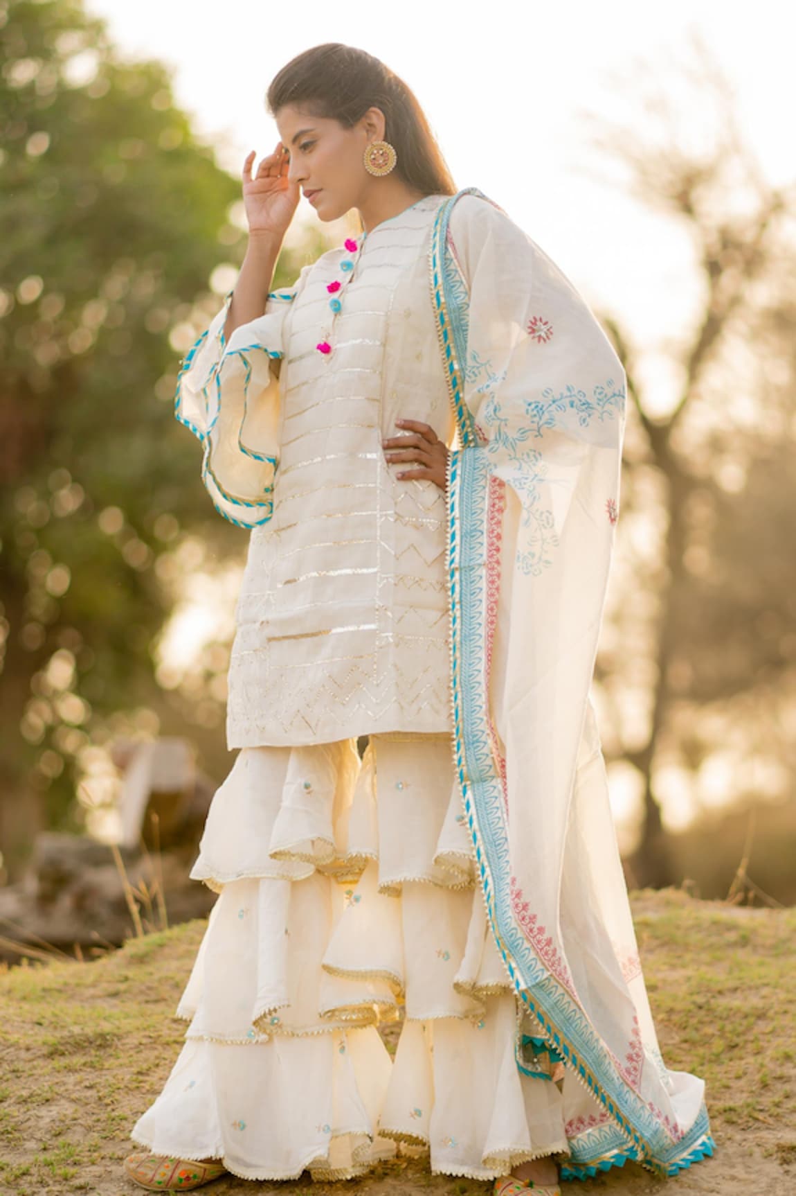 Kaia Embroidered Kurta Sharara Set