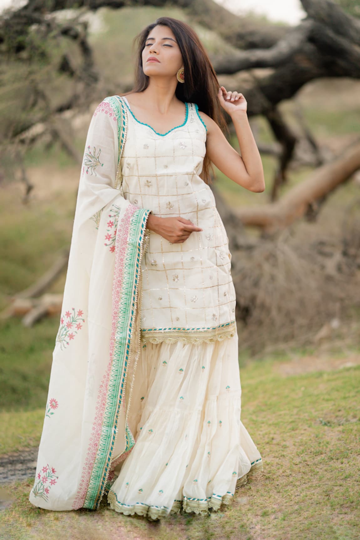 Kaia Embroidered Kurta Sharara Set