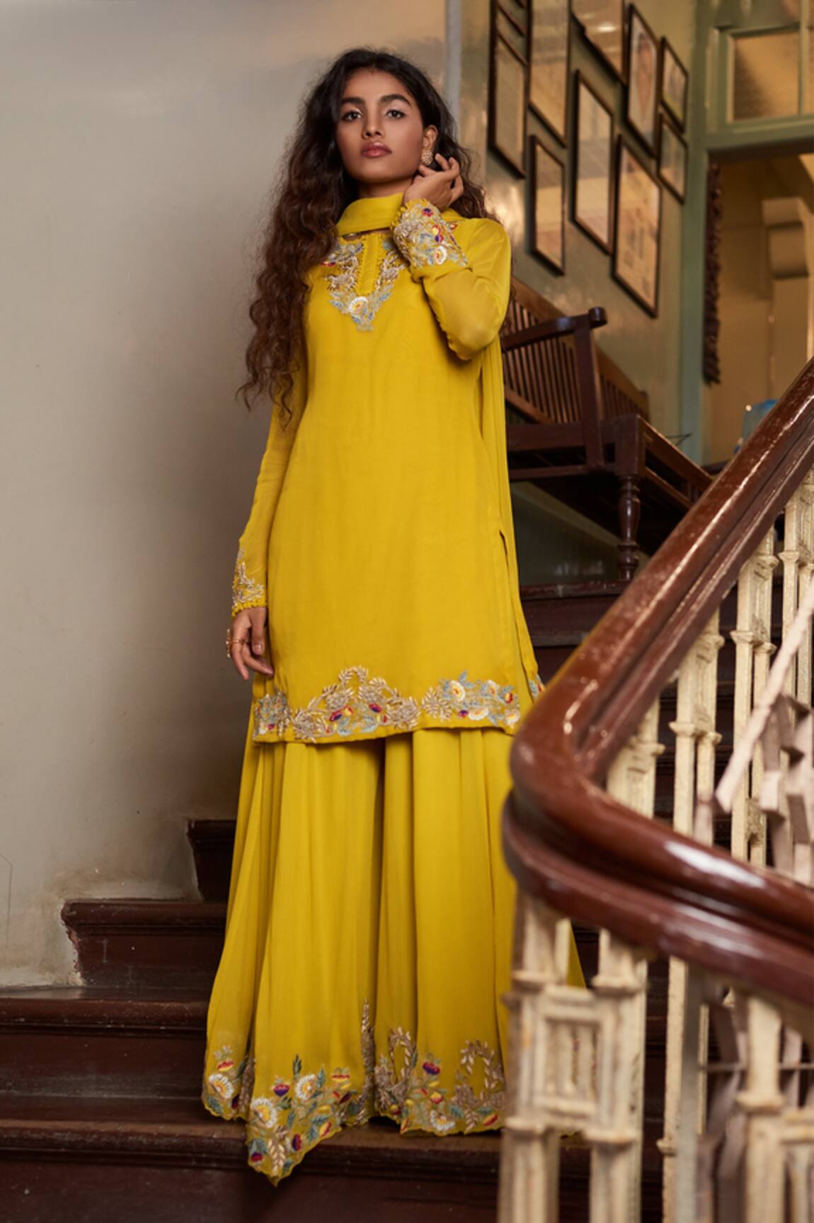 Stotram Embroidered Kurta Palazzo Set