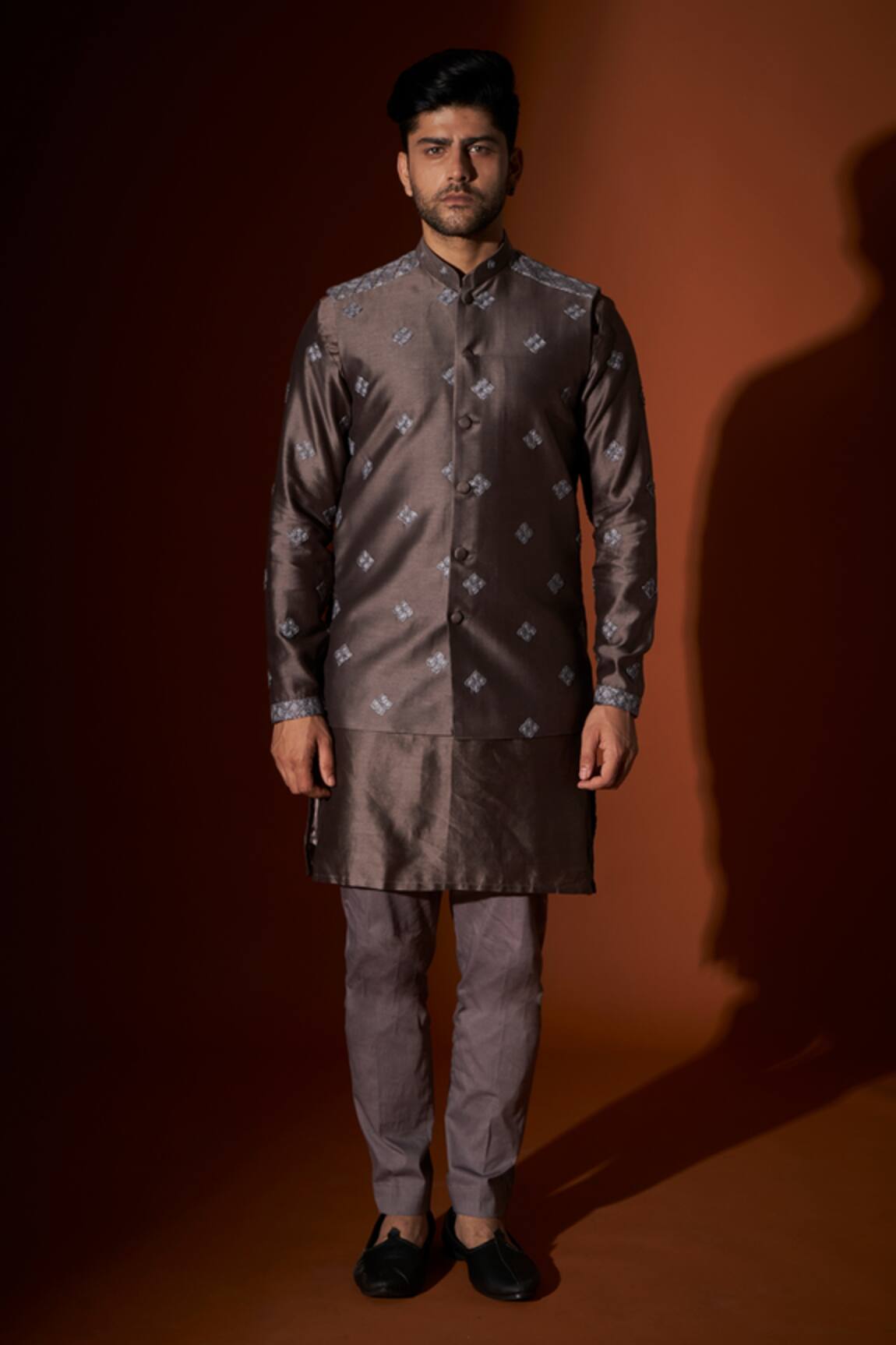 Kaaj Button X AZA Embroidered Bundi & Kurta Set