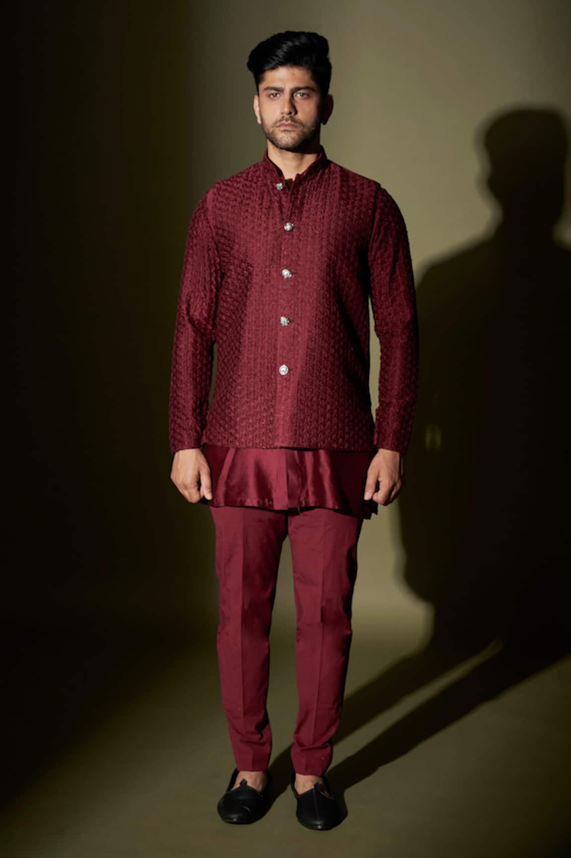 Kaaj Button X AZA Embroidered Bundi & Kurta Set