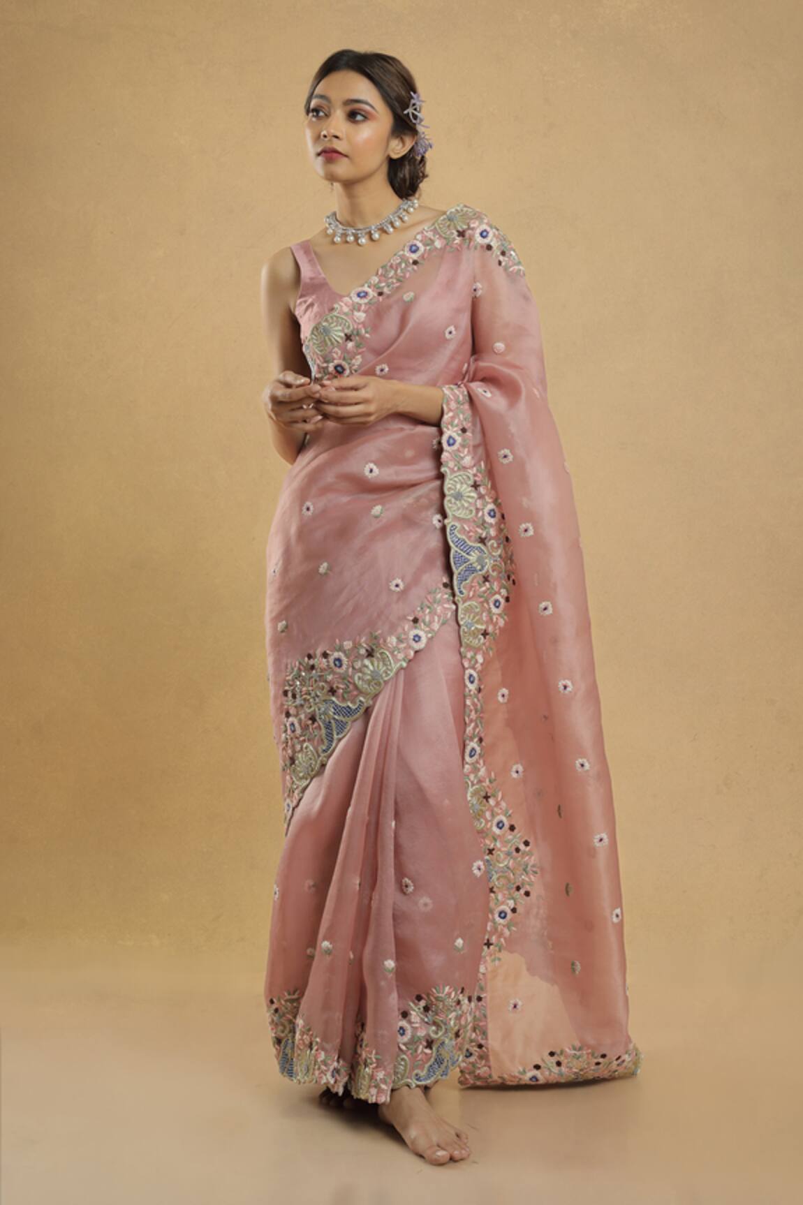 Khushboo Bagri Silk Organza Embroidered Saree