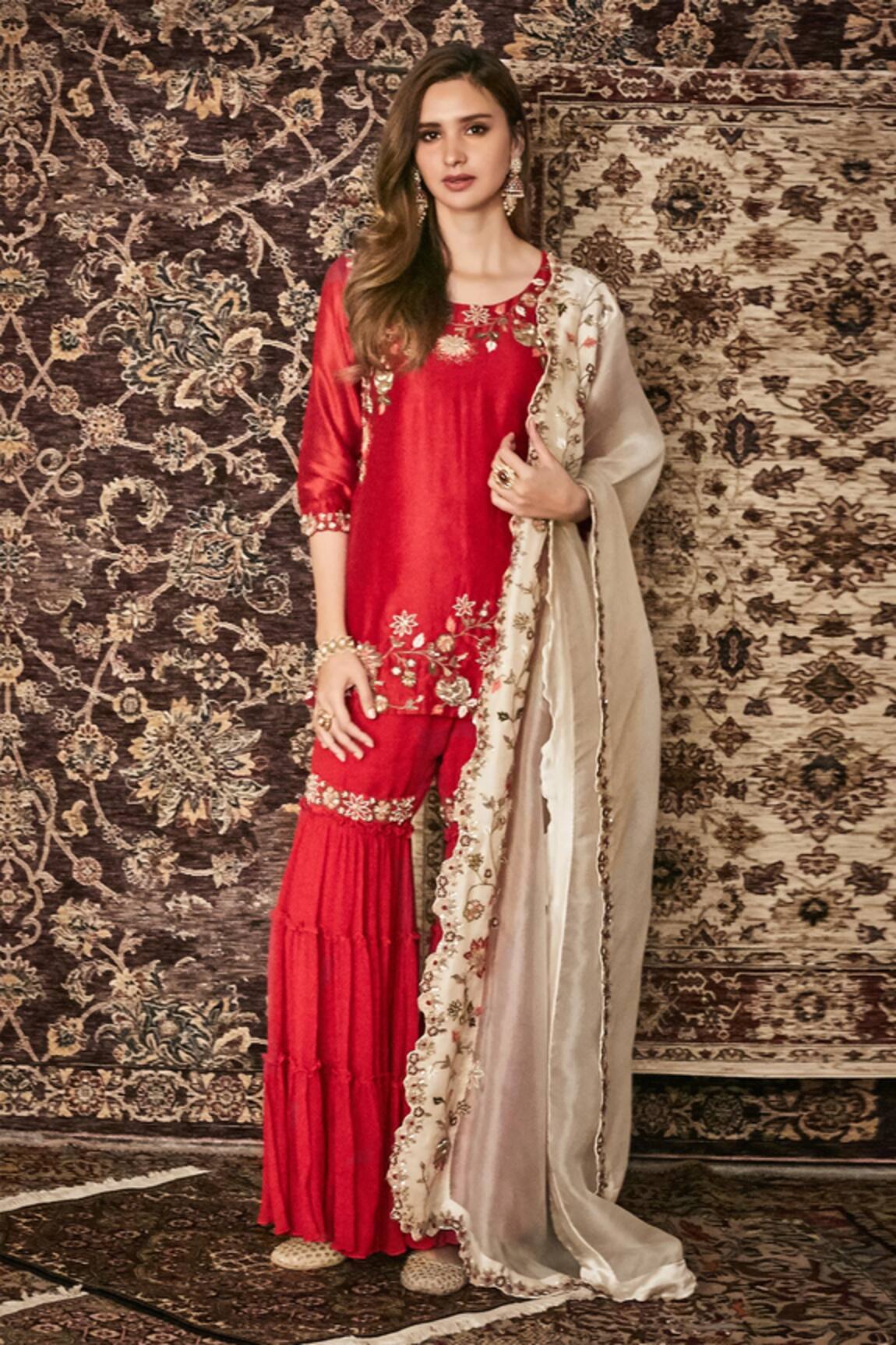 khushboo bagri Silk Chanderi Embroidered Kurta Set