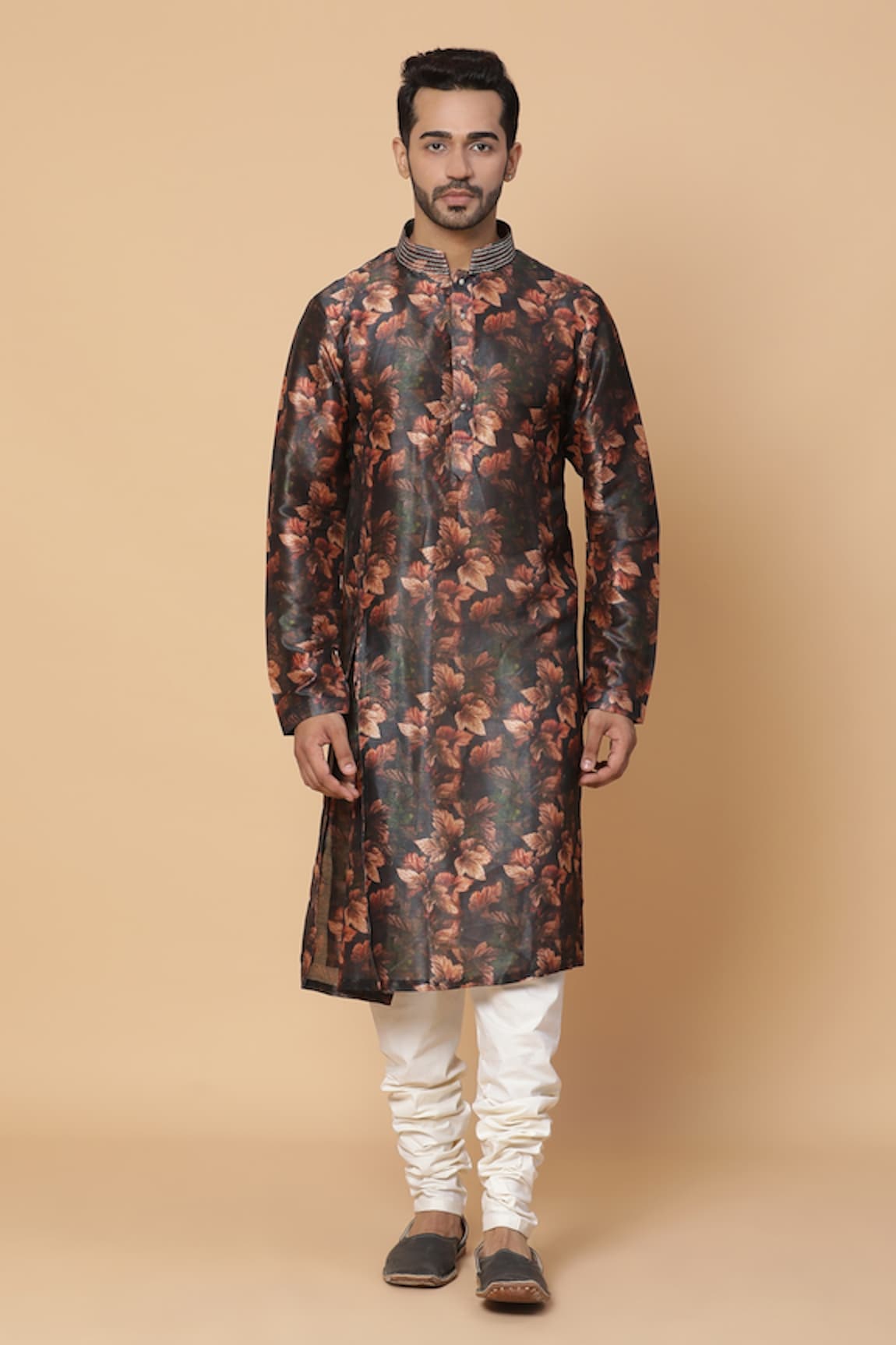 Kudrat Couture Autumn Leaf Print Kurta