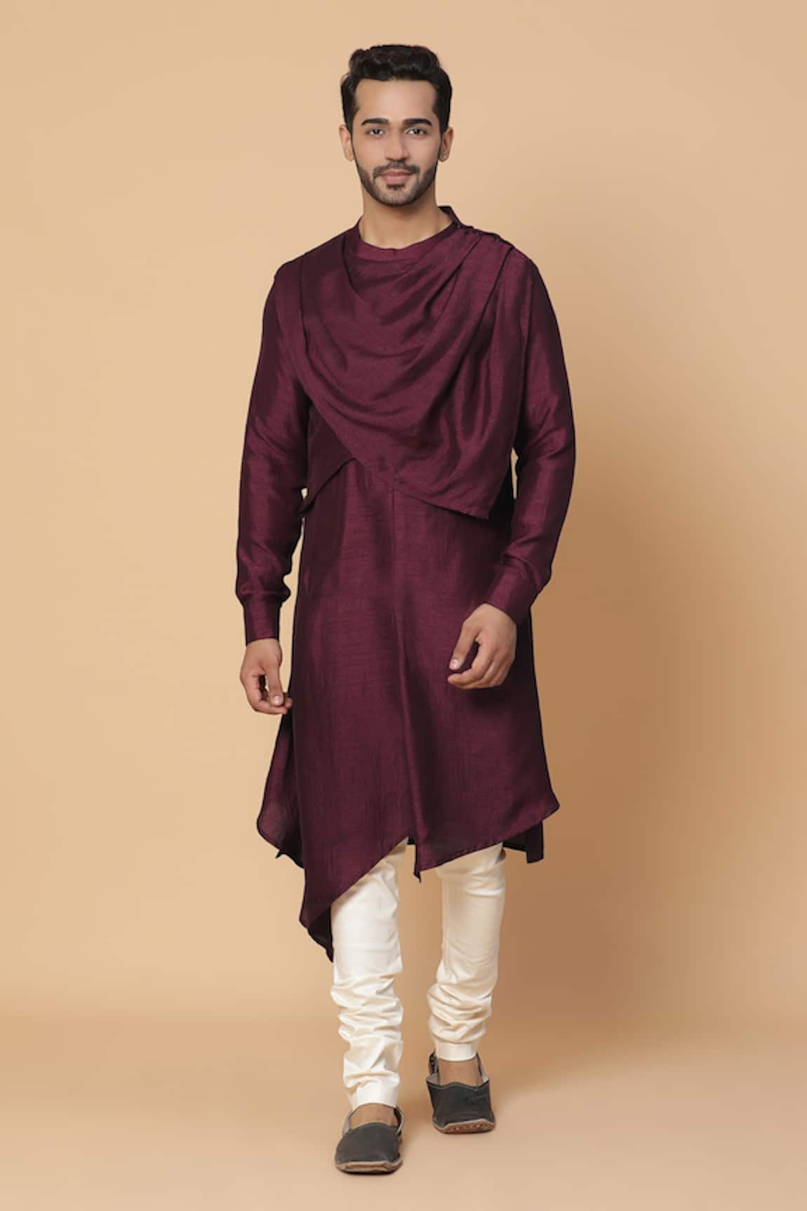 Kudrat Couture Cowl Neck Kurta & Churidar Set