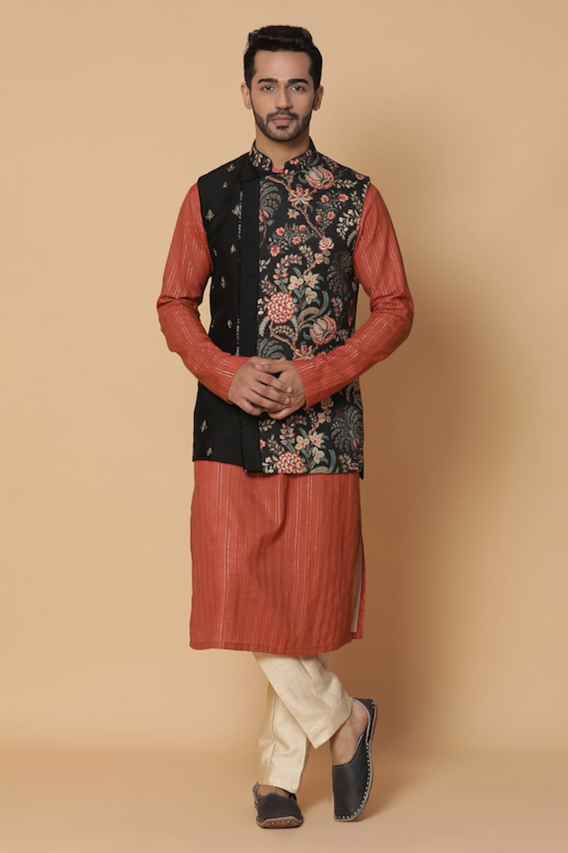 Kudrat Couture Embroidered Bundi & Printed Kurta Set